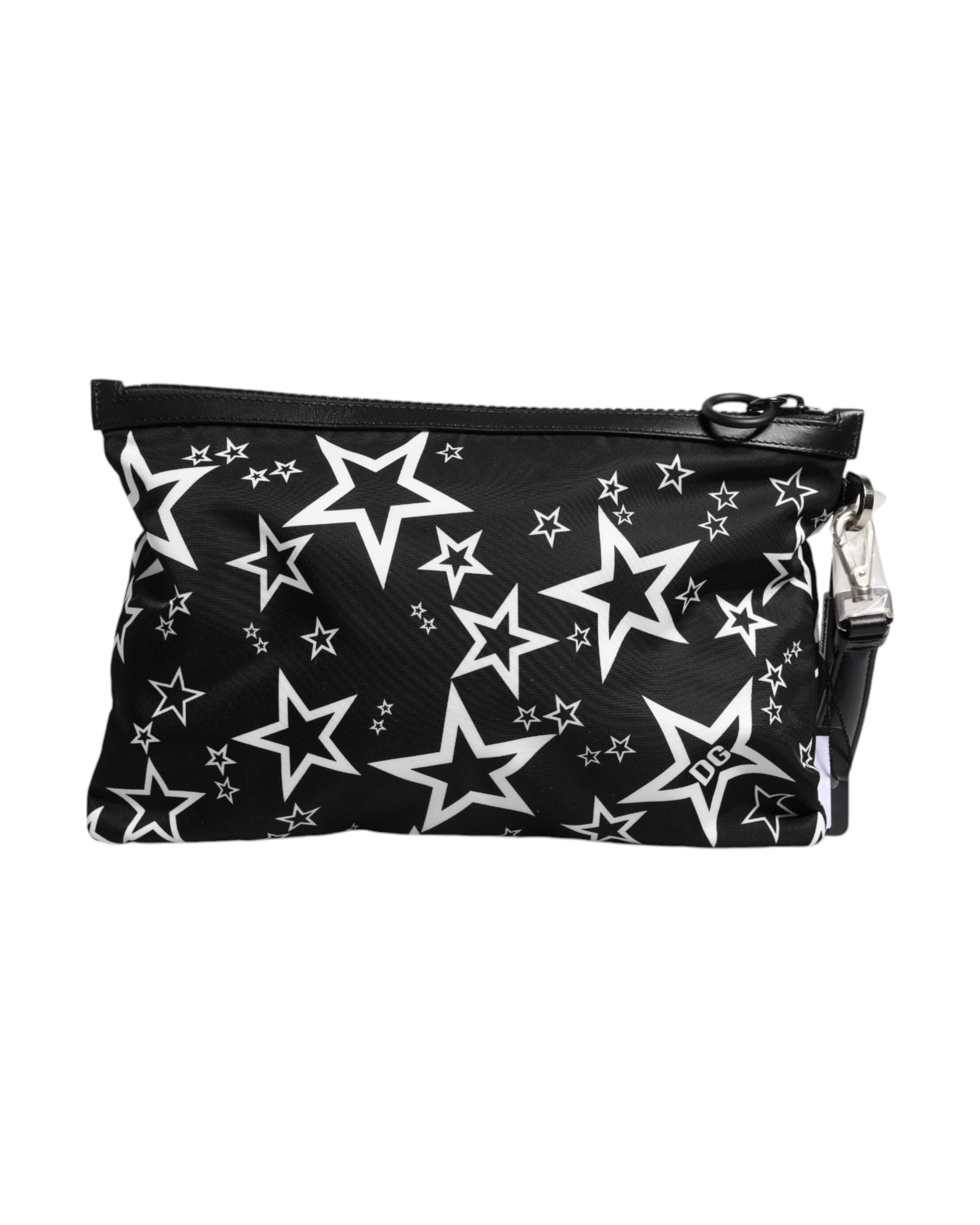 Dolce & Gabbana Stars Pattern Clutch Pouch Black White Bag Glam Steals