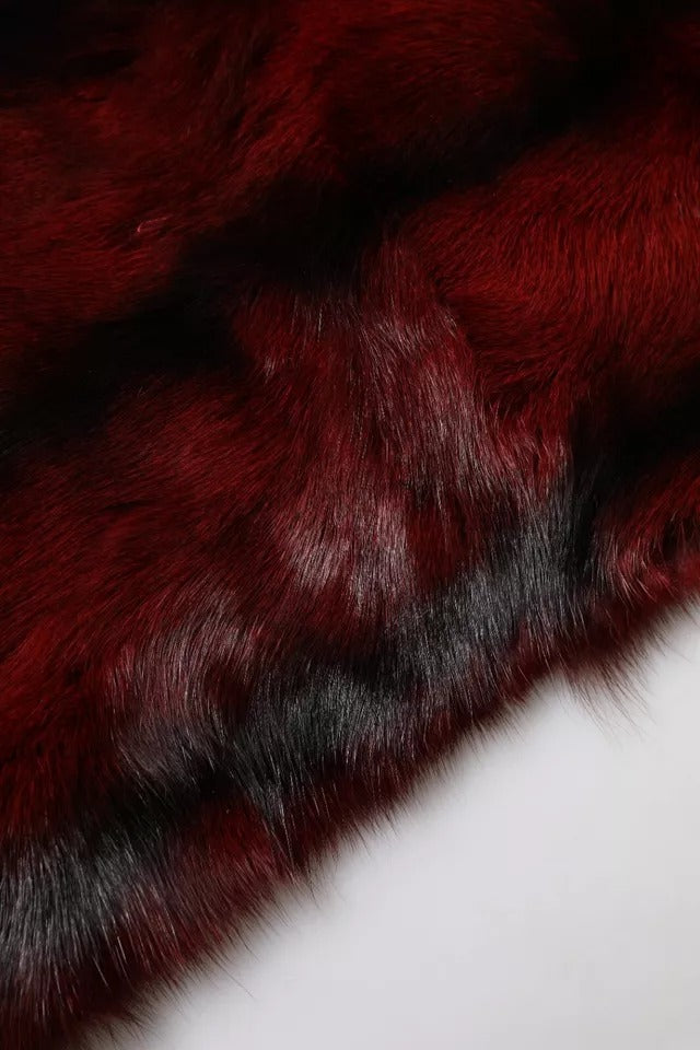 Dolce & Gabbana Stripe Fur Shawl Neck Wrap Red Scarf Glam Steals