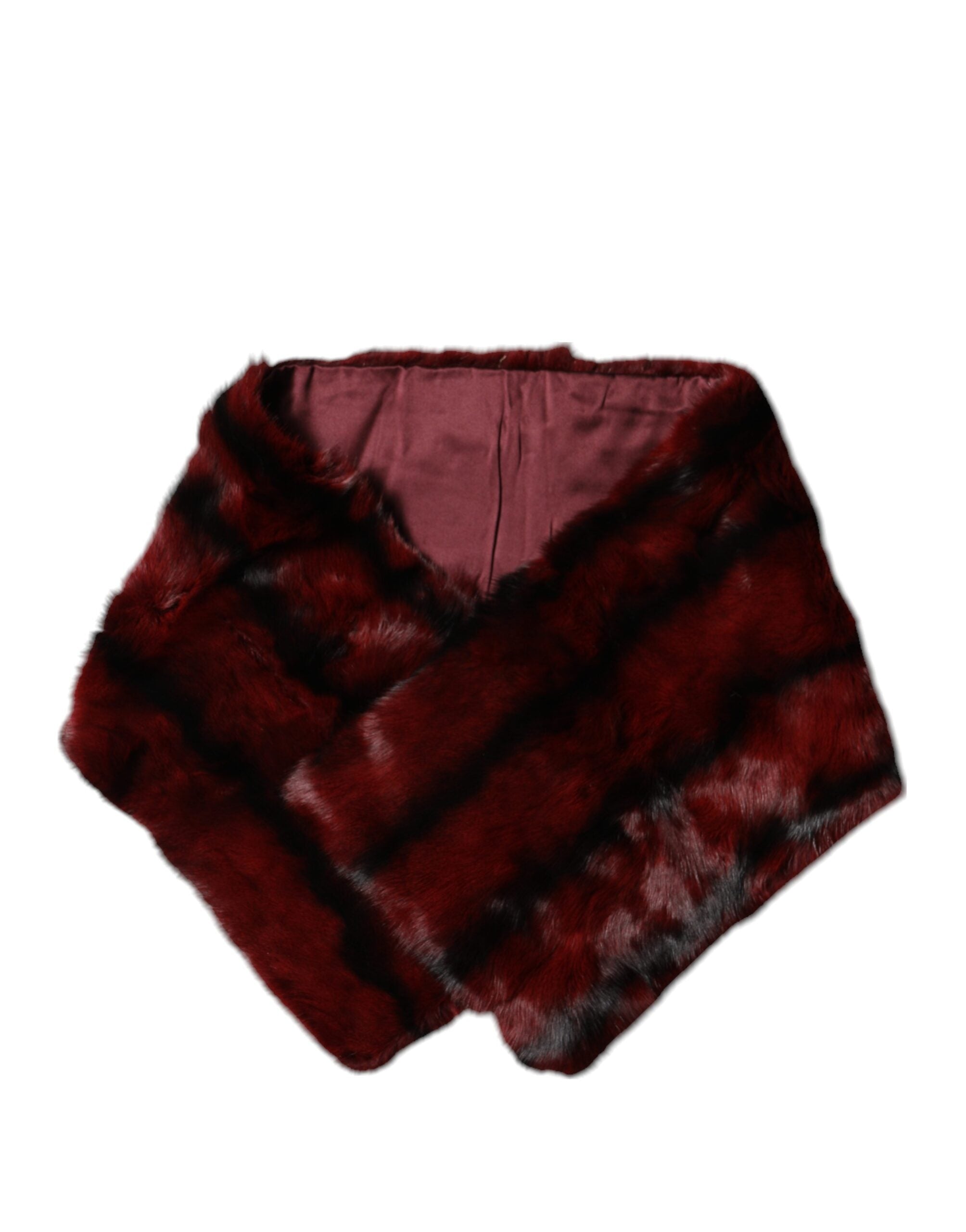 Dolce & Gabbana Stripe Fur Shawl Neck Wrap Red Scarf Glam Steals