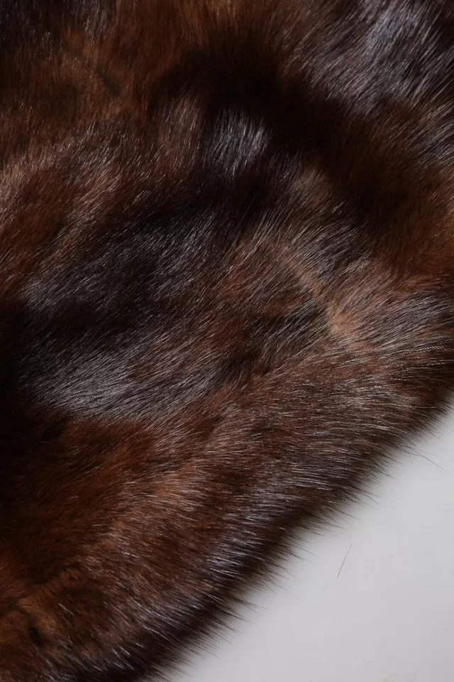 Dolce & Gabbana Stripe Fur Shawl Wrap Brown Scarf Glam Steals