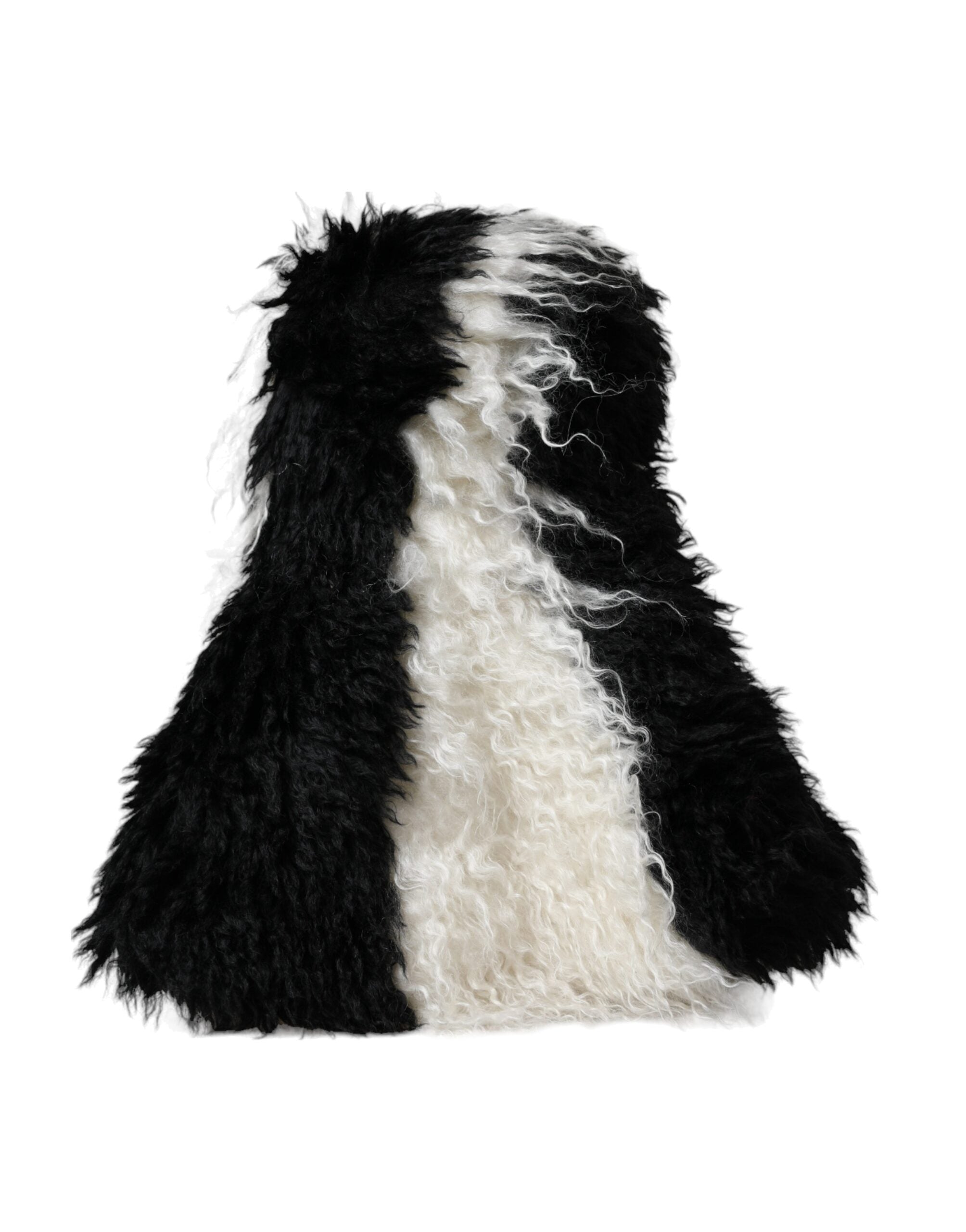 Dolce & Gabbana Stripes Mohair Fur Bucket Black White Hat Glam Steals
