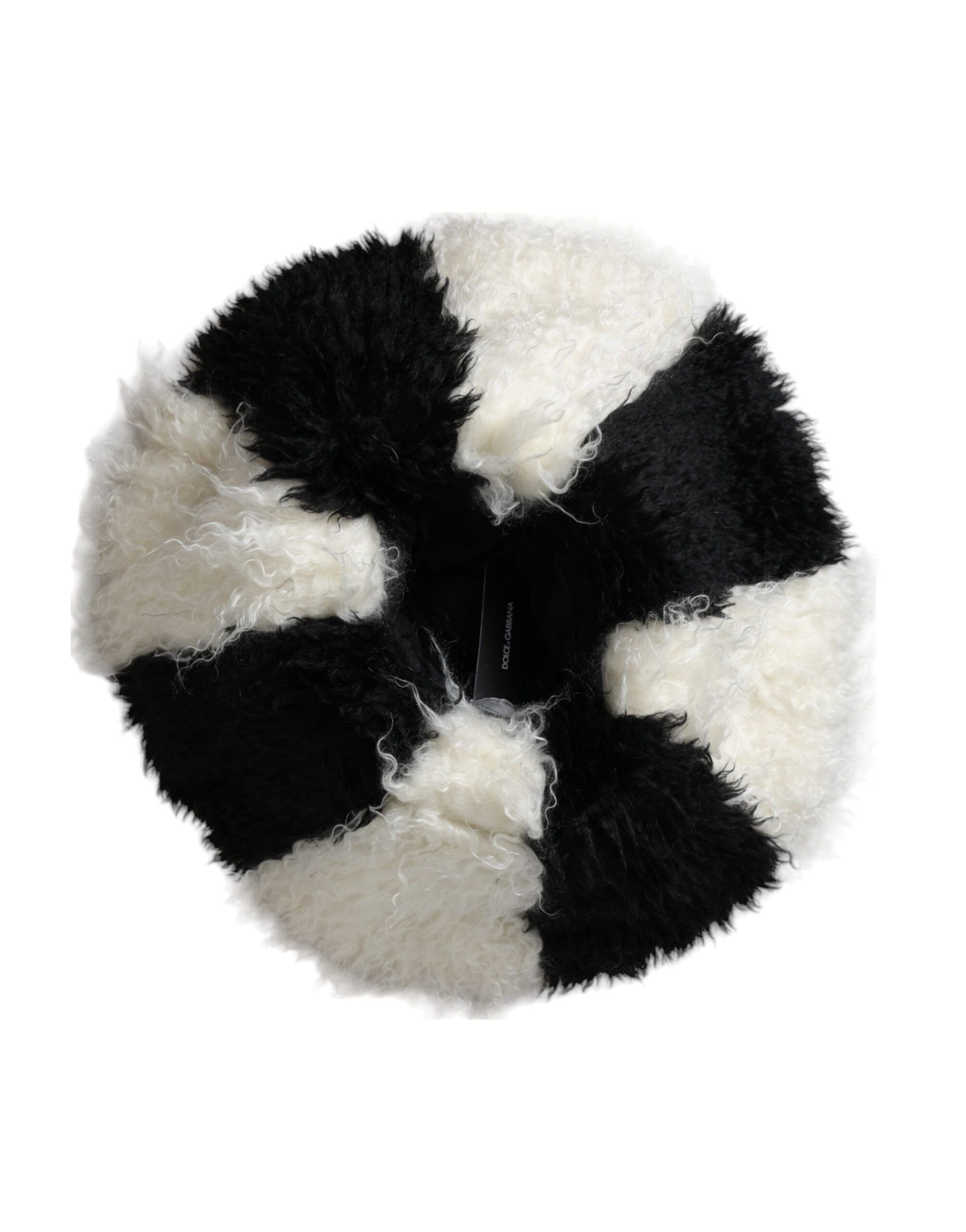 Dolce & Gabbana Stripes Mohair Fur Bucket Black White Hat Glam Steals