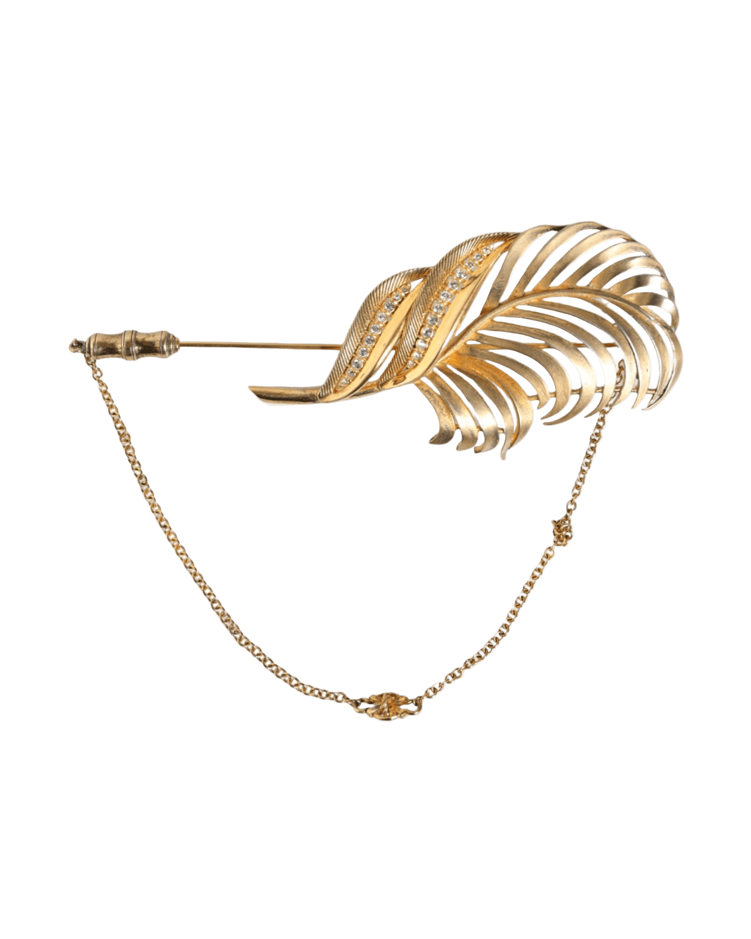 Dolce & Gold Gabbana Tone 925 Sterling Leaf Crystal Chain Brooch Glam Steals