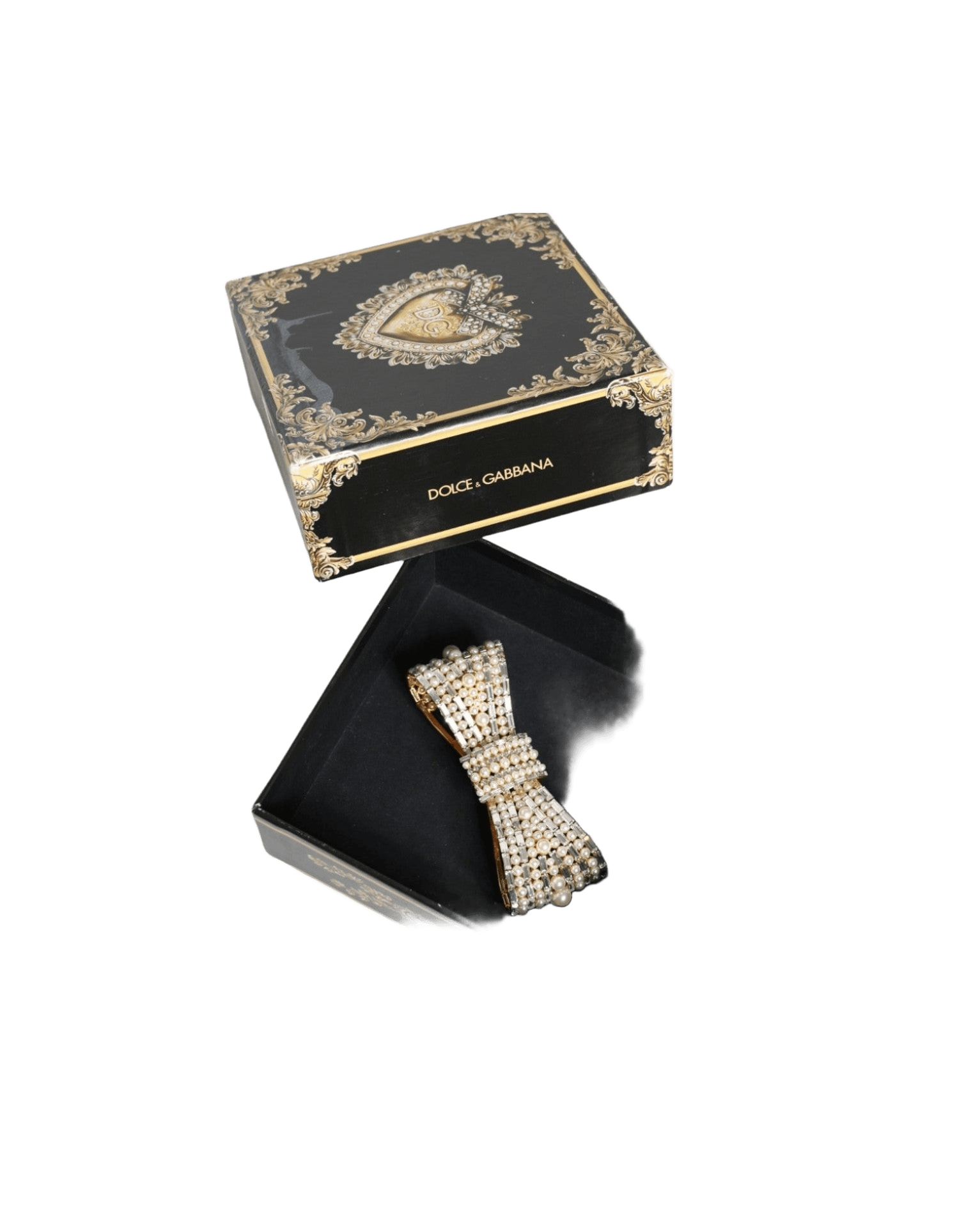 Dolce & Gold Gabbana Tone Brass Bow Crystal Fauxpearl Embellished Brooch Glam Steals