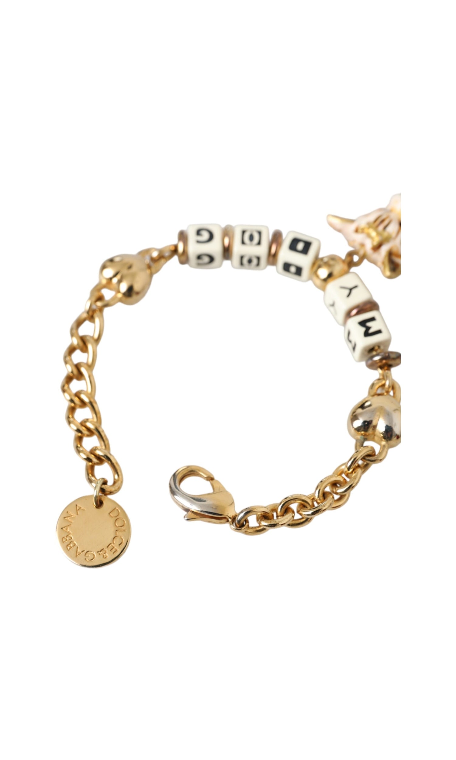 Dolce & Gabbana Tone Brass Chain My Dog Heart Gold Bracelet Glam Steals