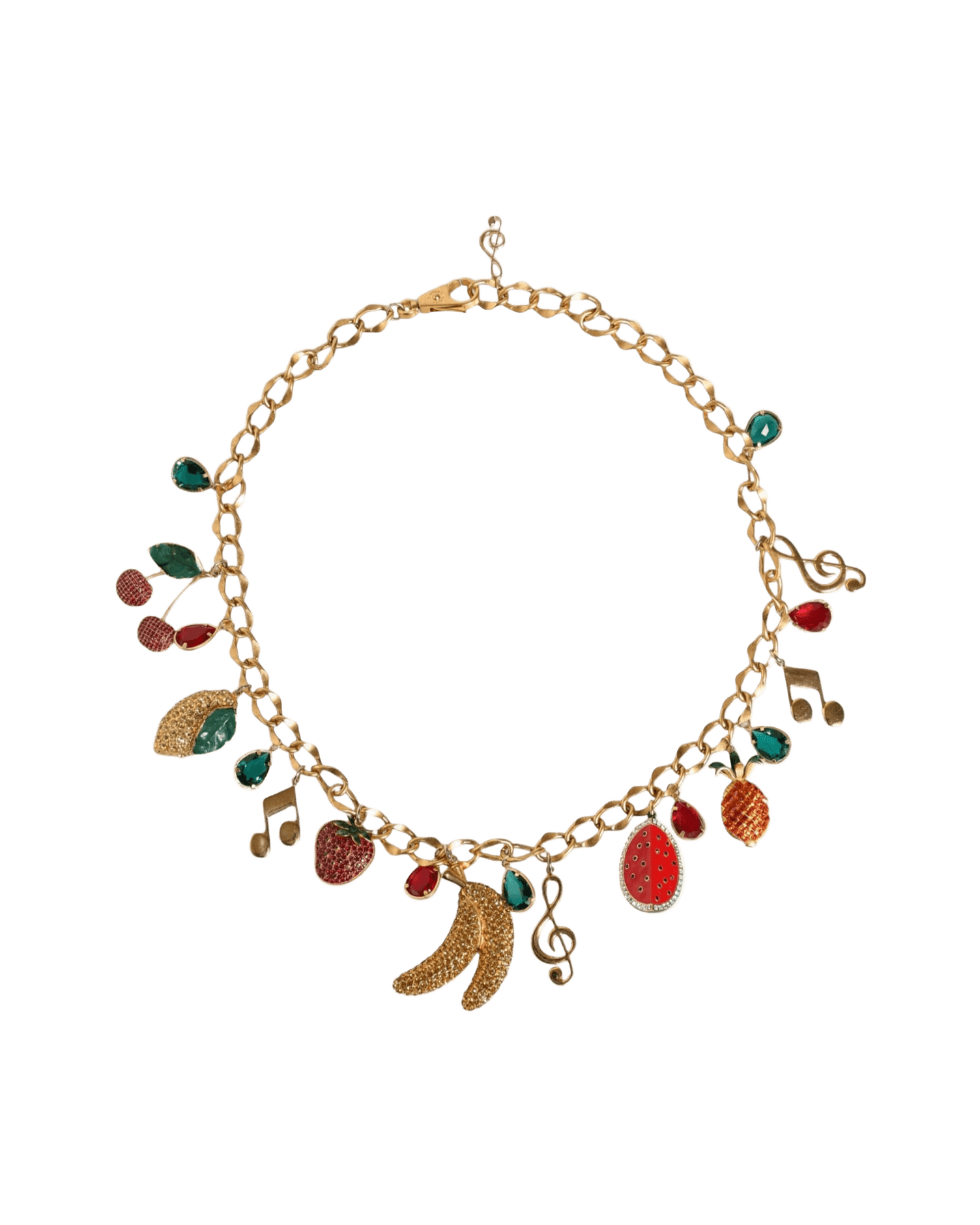 Dolce & Gabbana Gold Tone Brass Fruity Crystal Embellished Waist Chain Belt Body Jewelry