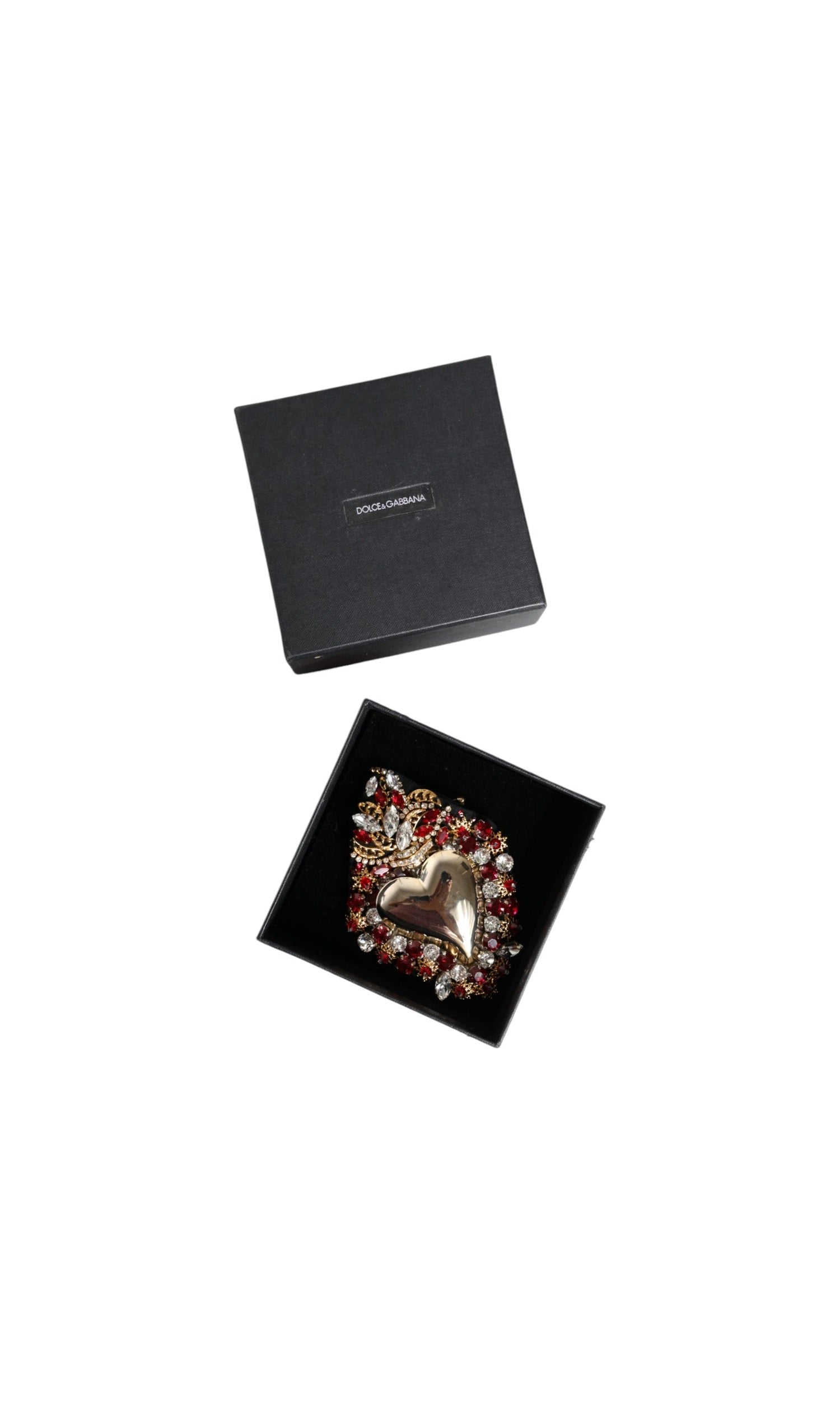 Dolce & Gabbana Tone Brass Sacred Heart Crystal Embellished Gold Brooch Glam Steals