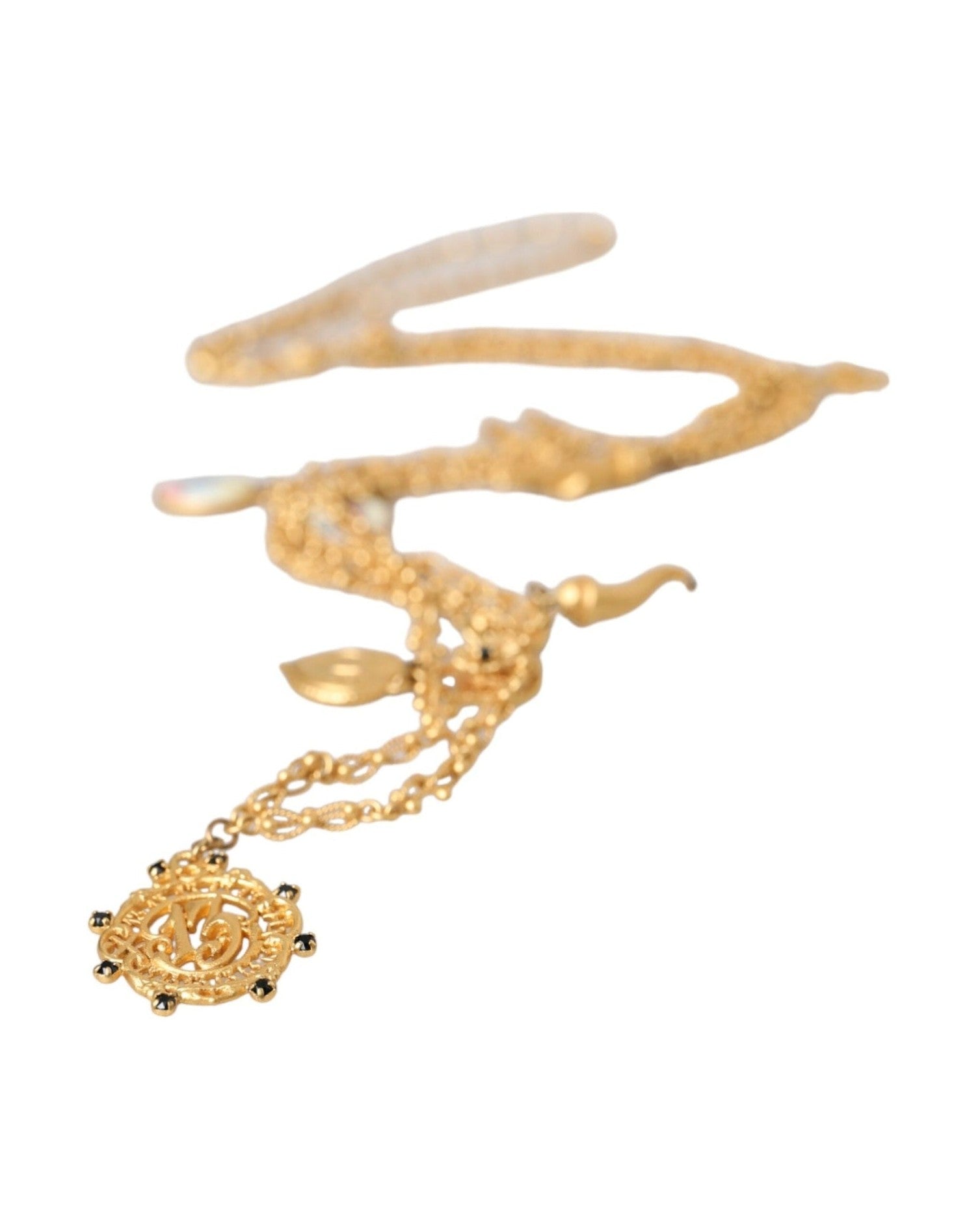 Dolce & Gabbana Tone Chain Brass Charm Statement Sicily Gold Necklace Glam Steals