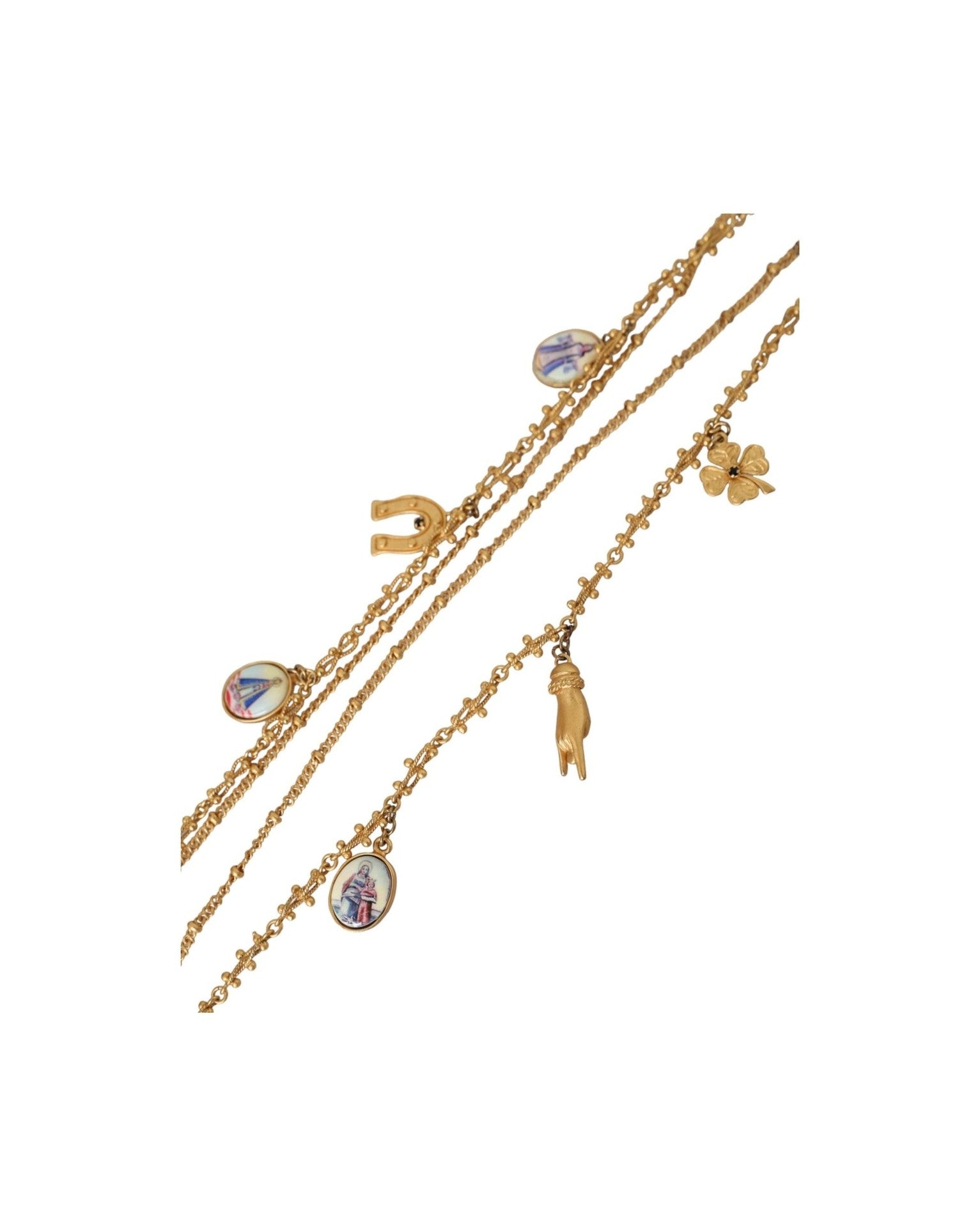Dolce & Gabbana Tone Chain Brass Charm Statement Sicily Gold Necklace Glam Steals