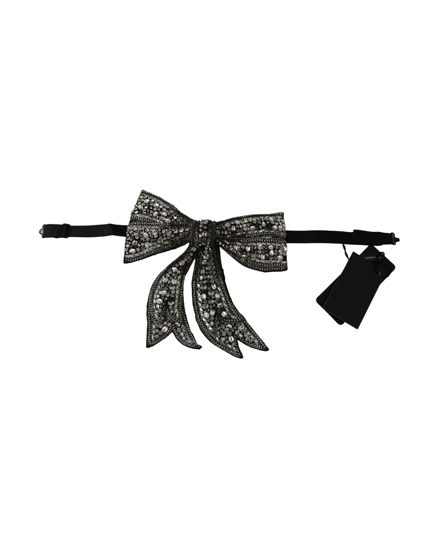Dolce & Gabbana Silver -Tone Silk Crystal Bow Tie Neckties
