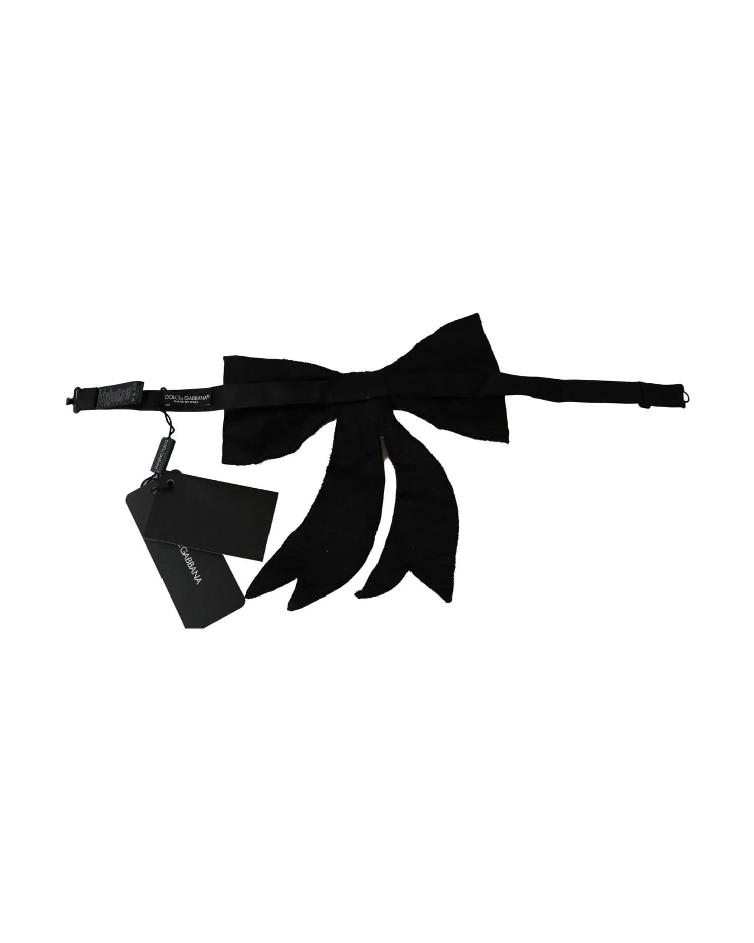 Dolce & Gabbana Silver -Tone Silk Crystal Bow Tie Neckties