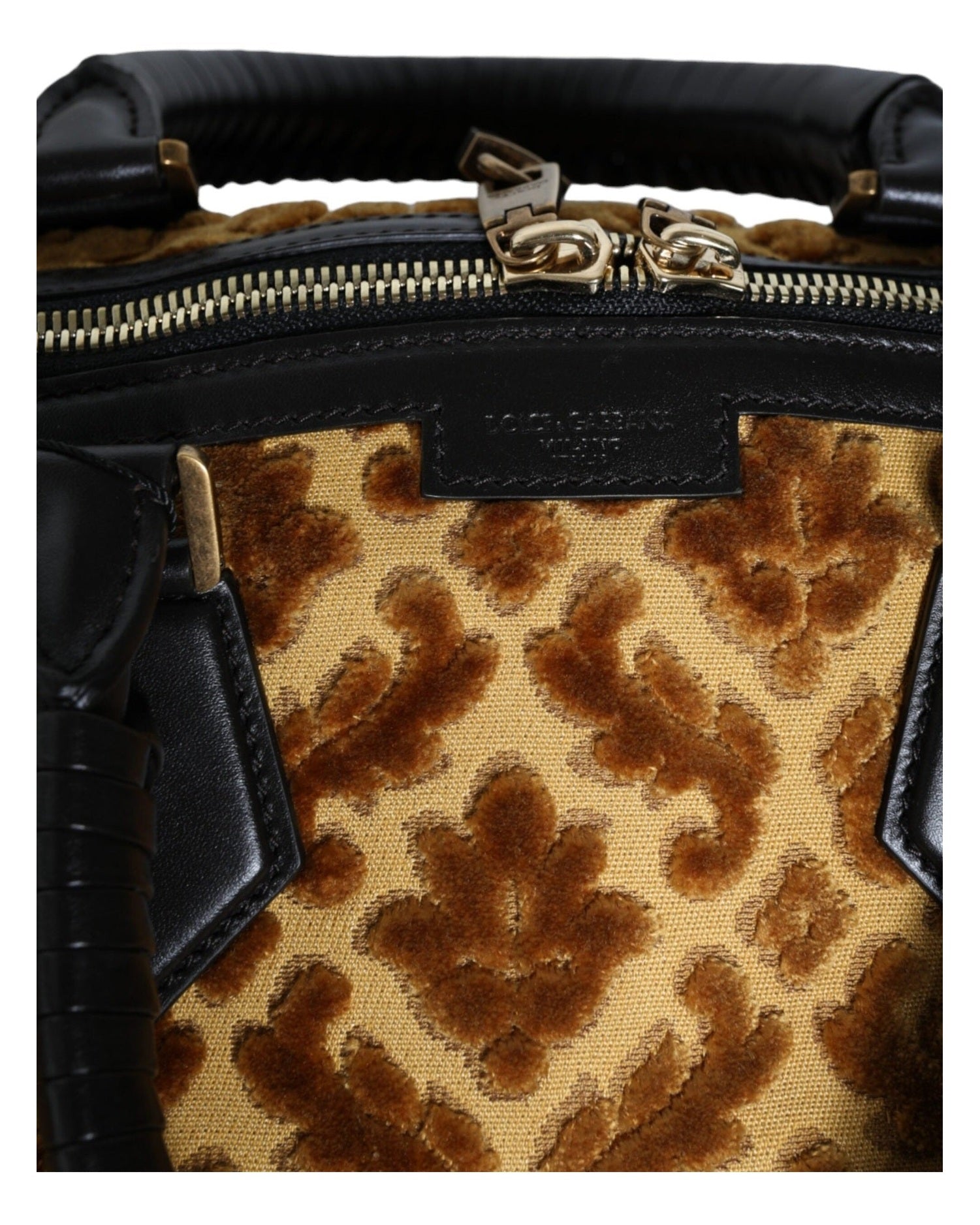 Dolce & Gabbana Velvet Top Handle Shoulder Duffle Women Beige Bag Glam Steals