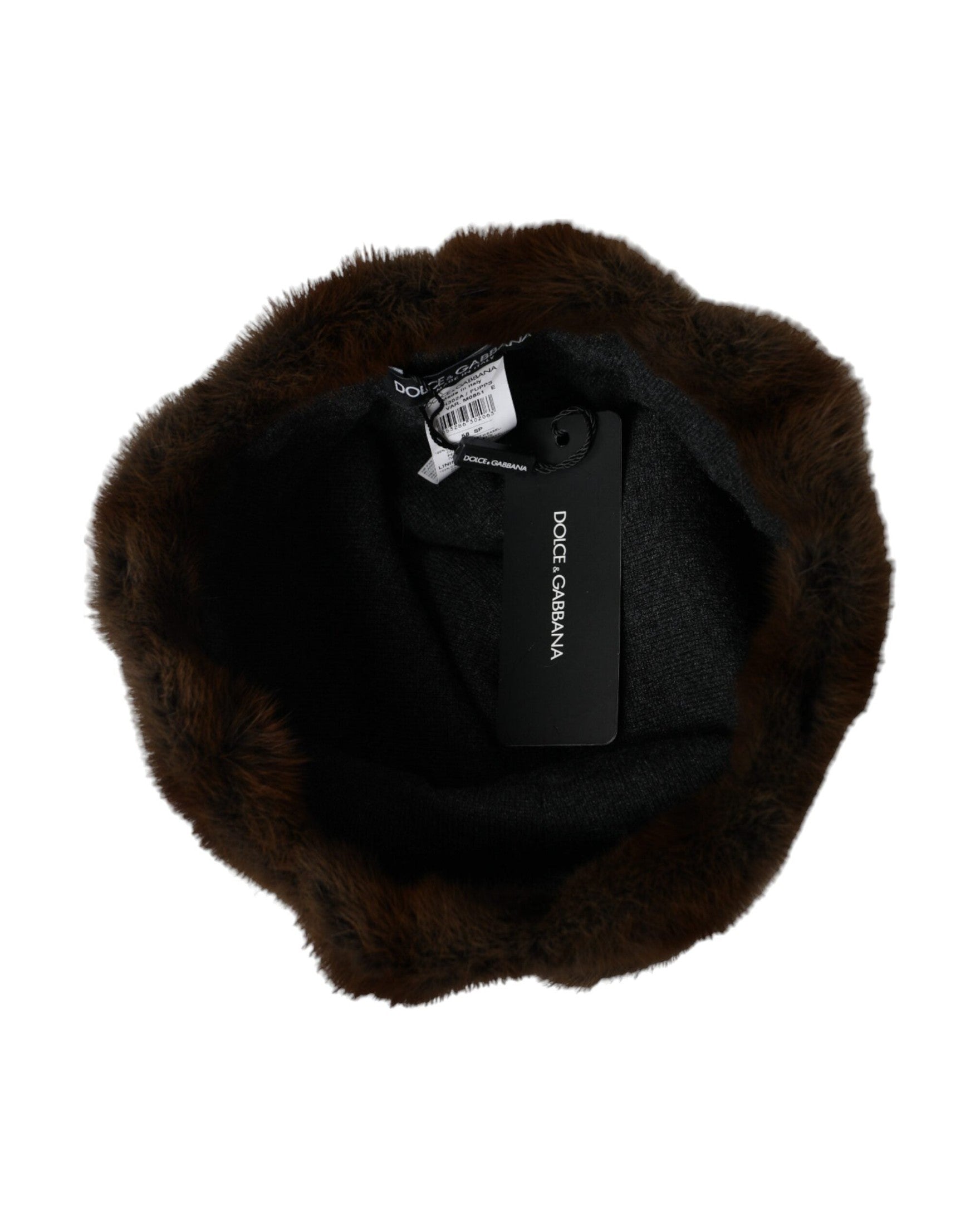 Dolce & Gabbana Weasel Fur Womens Cashmere Hat Brown Beanie Glam Steals