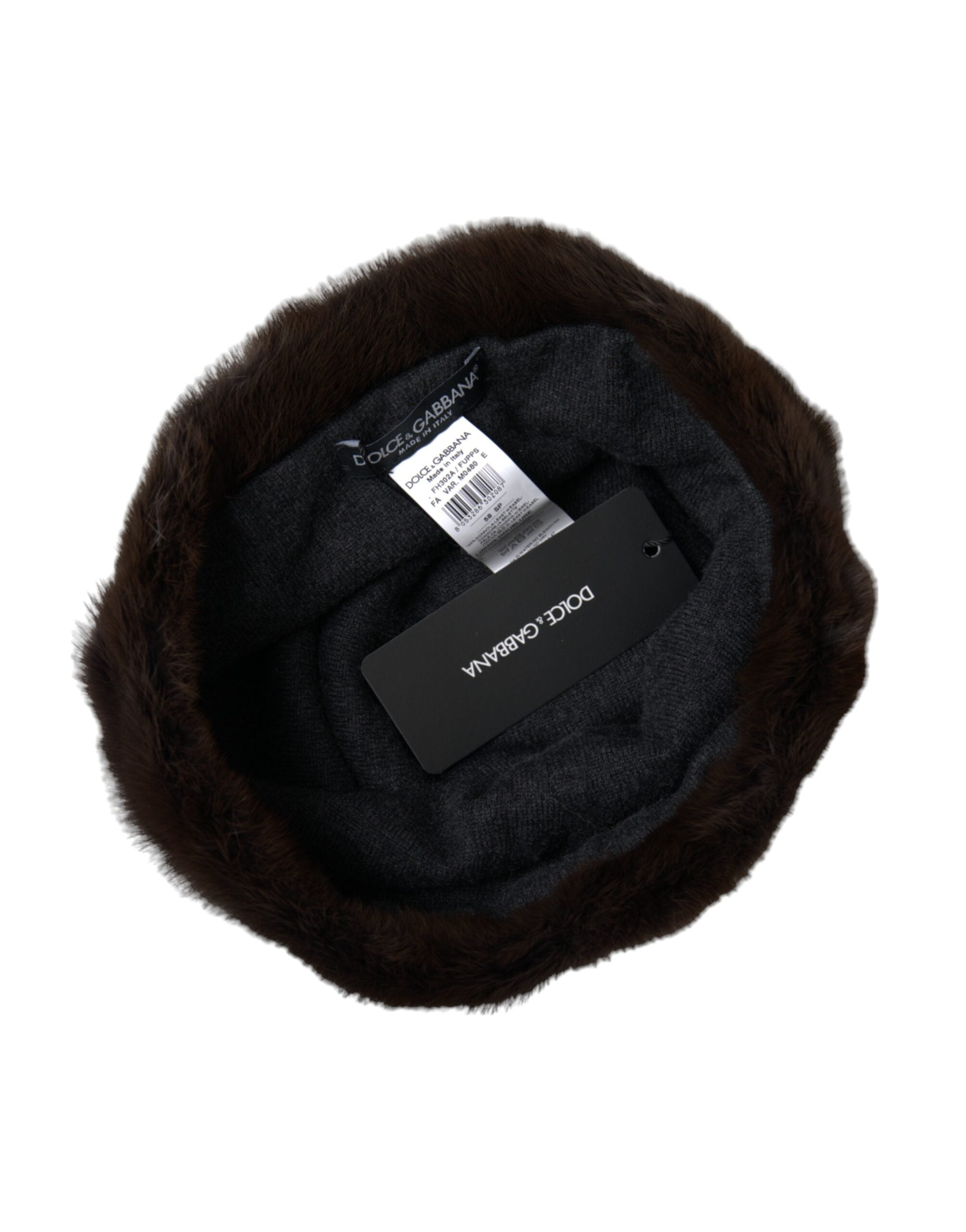 Dolce & Gabbana Weasel Fur Womens Cashmere Hat Brown Beanie Glam Steals