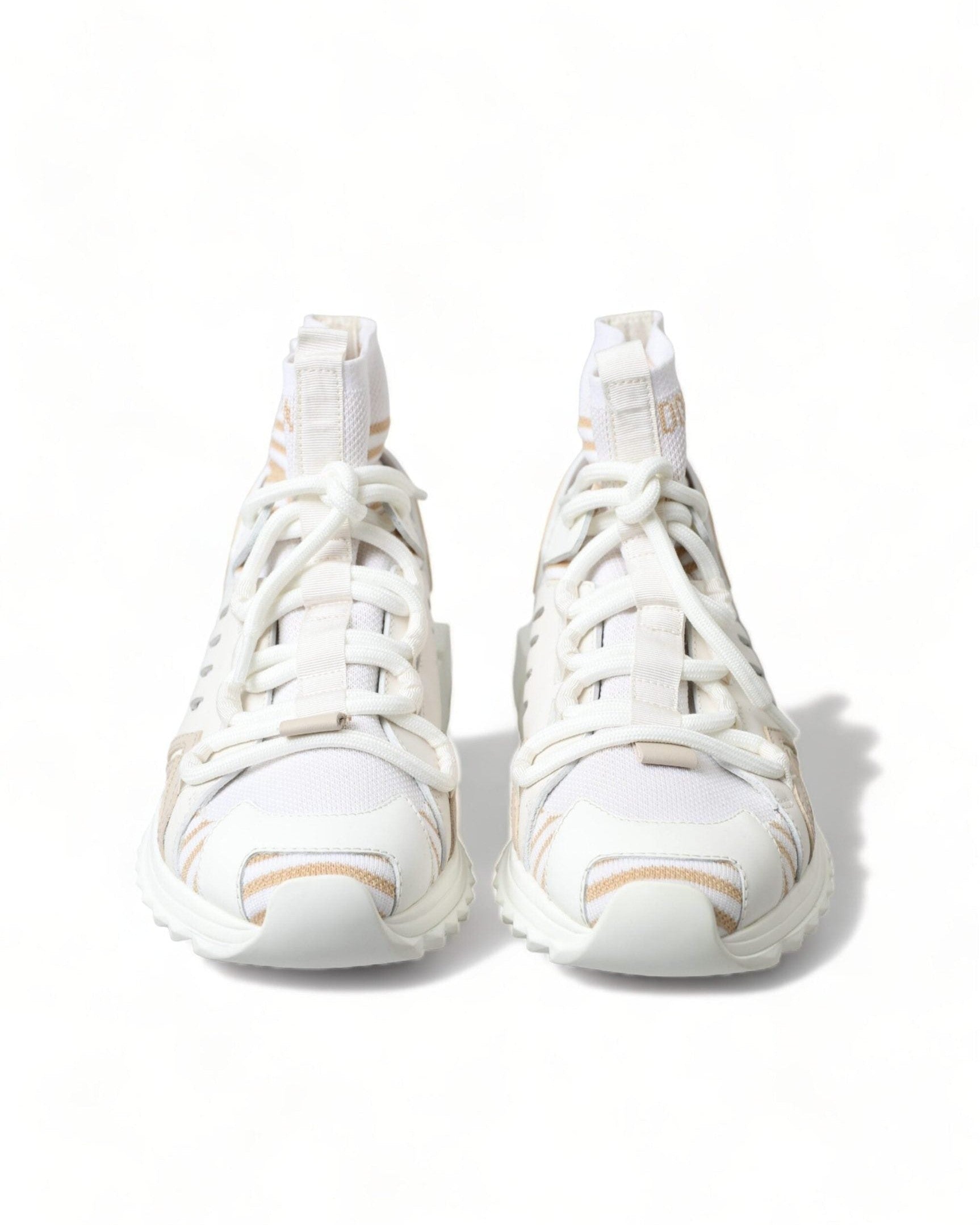 Dolce & Gabbana White Beige Sorrento Socks Sneakers Sneakers