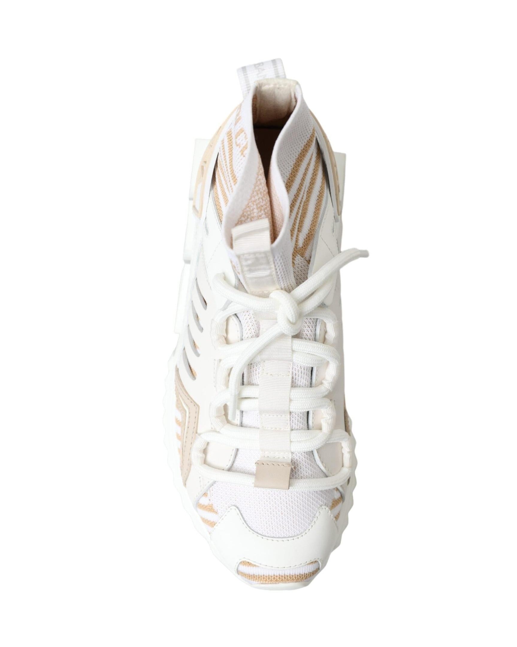 Dolce & Gabbana White Beige Sorrento Socks Sneakers Sneakers