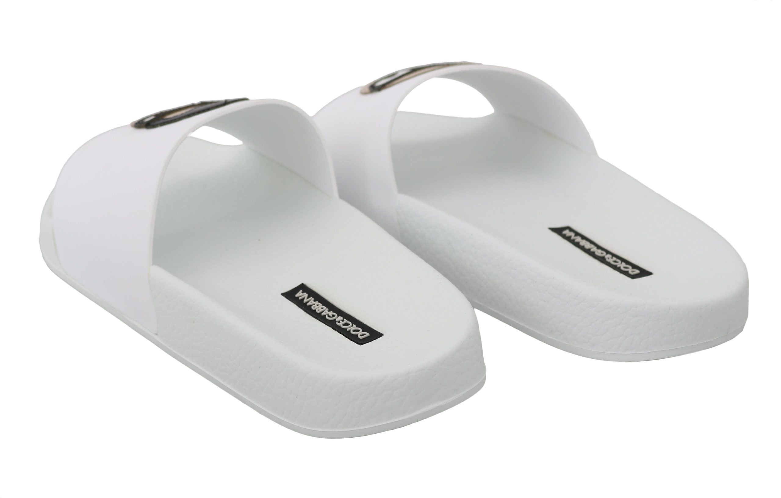 Dolce & Gabbana White Chic Slide Sandals Luxury Summer Footwear Glam Steals