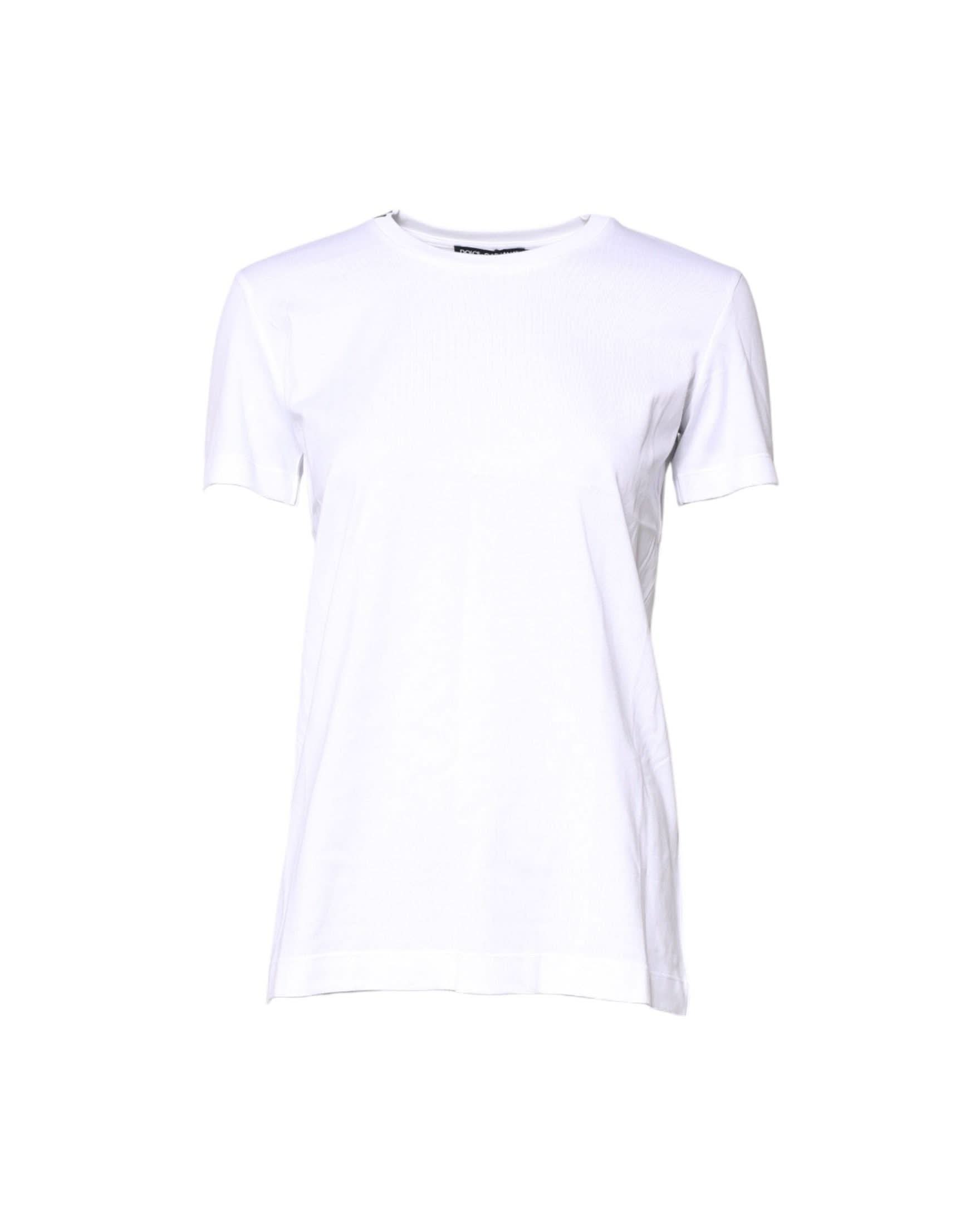 Dolce & Gabbana White Cotton Crew Neck Short Sleeves T-Shirt T-Shirts