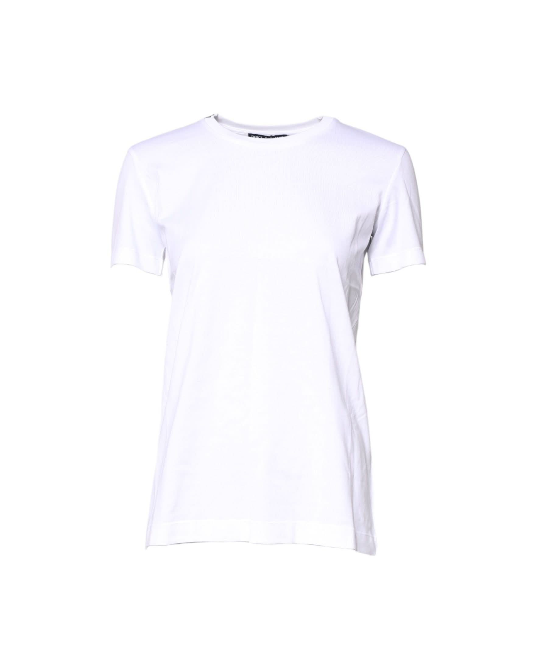 Dolce & Gabbana White Cotton Crew Neck Short Sleeves T-Shirt T-Shirts