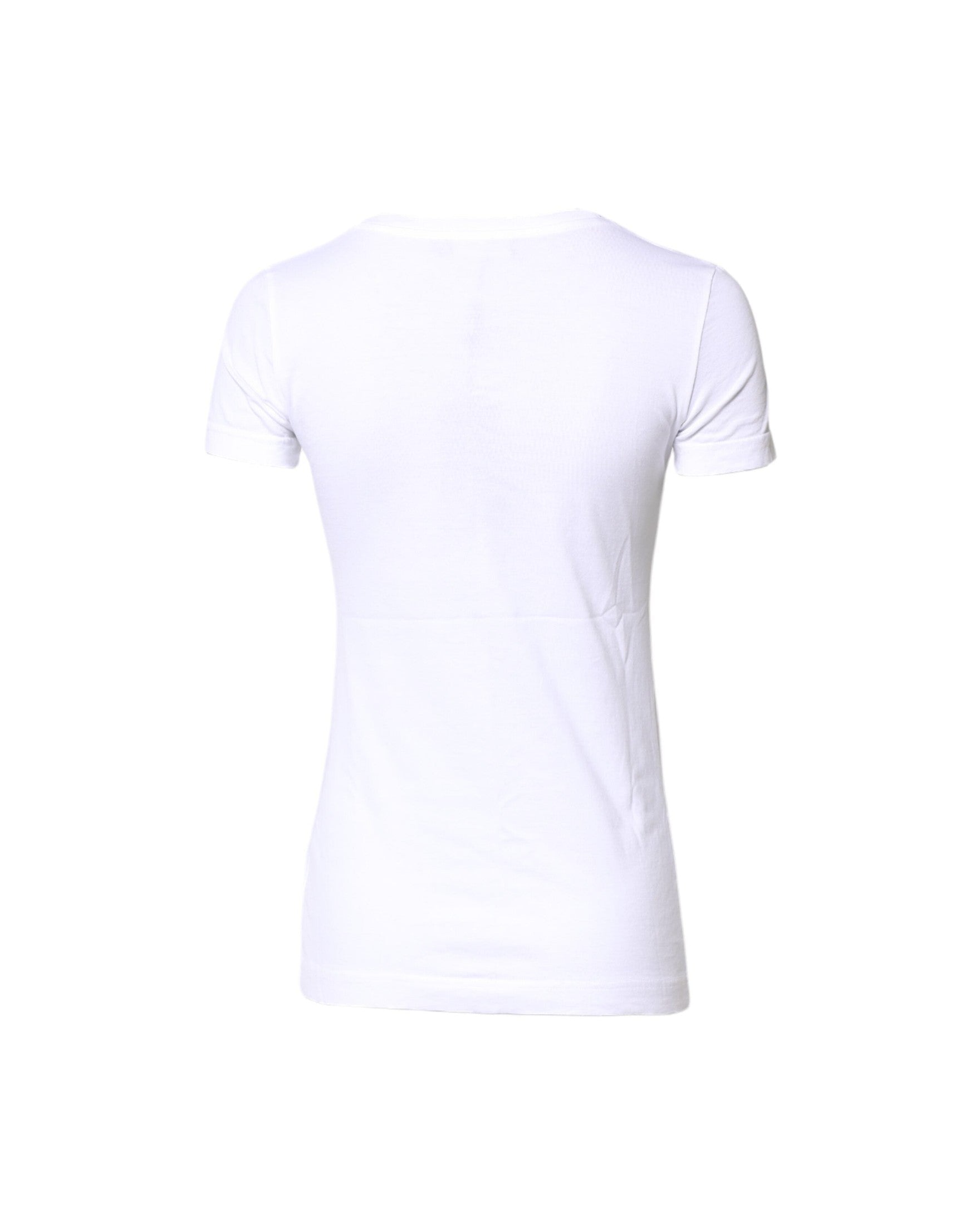 Dolce & Gabbana White Cotton Crew Neck Short Sleeves T-shirt Glam Steals