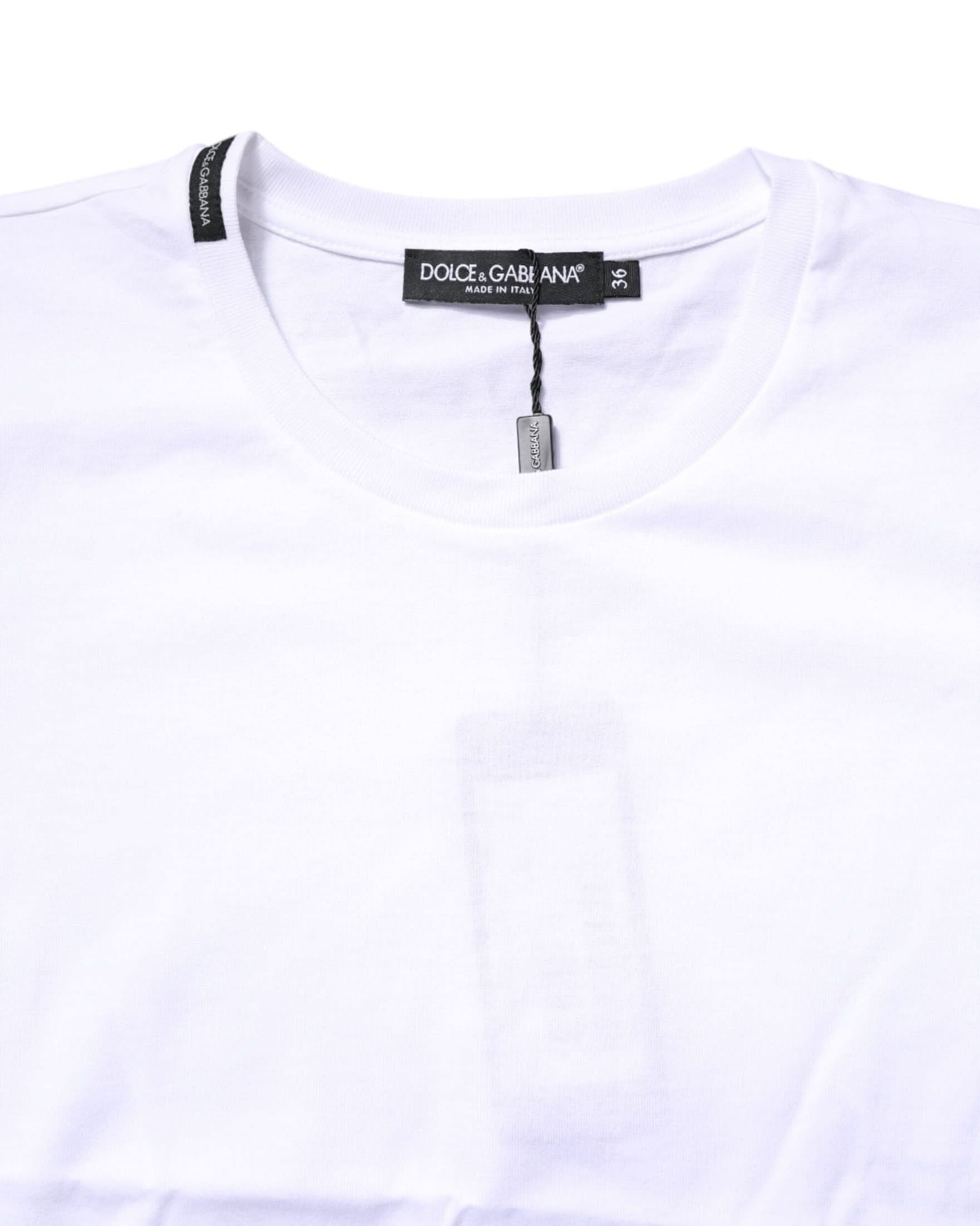 Dolce & Gabbana White Cotton Crew Neck Short Sleeves T-Shirt T-Shirts