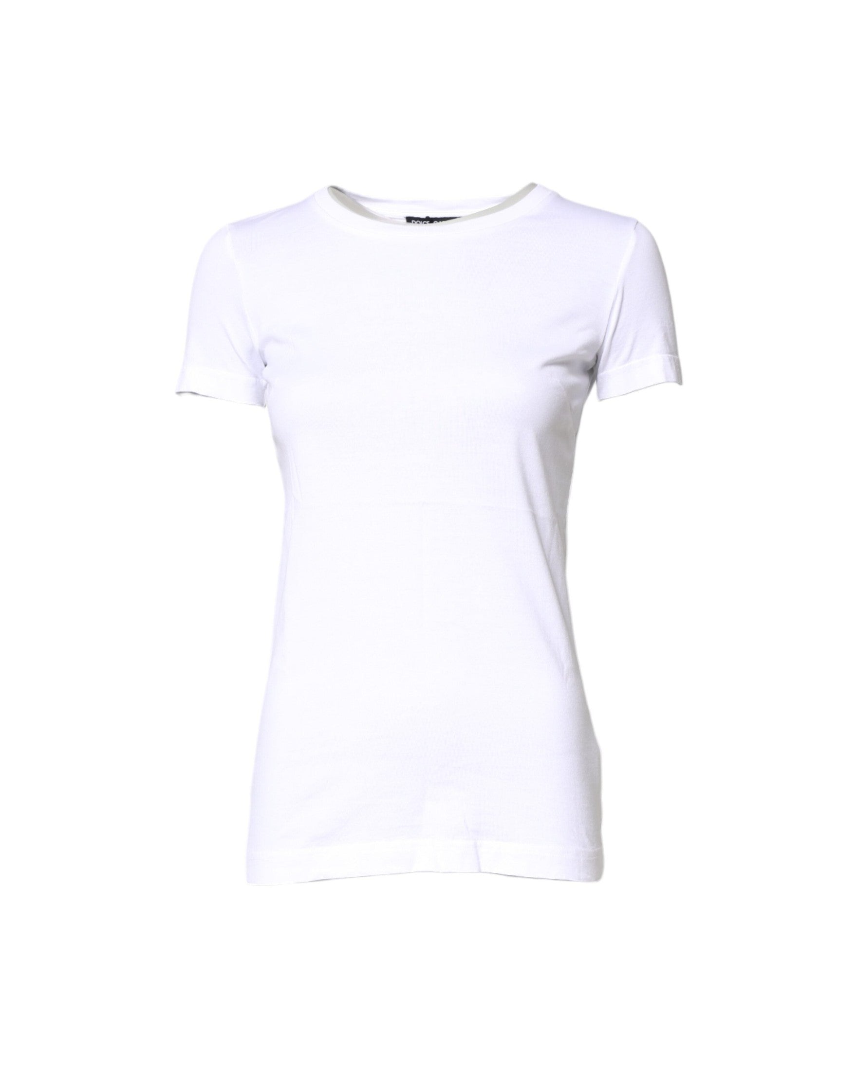 Dolce & Gabbana White Cotton Crew Neck Short Sleeves T-shirt Glam Steals