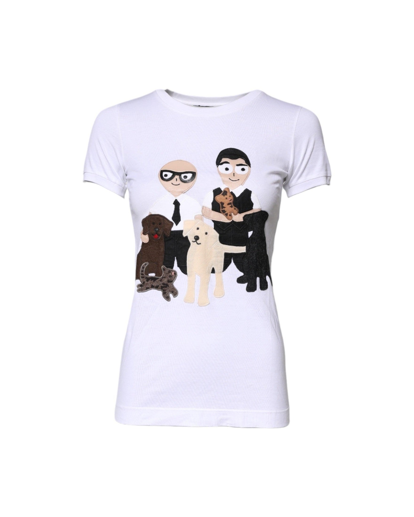 Dolce & Gabbana White Cotton Embroidery T-Shirt T-Shirts