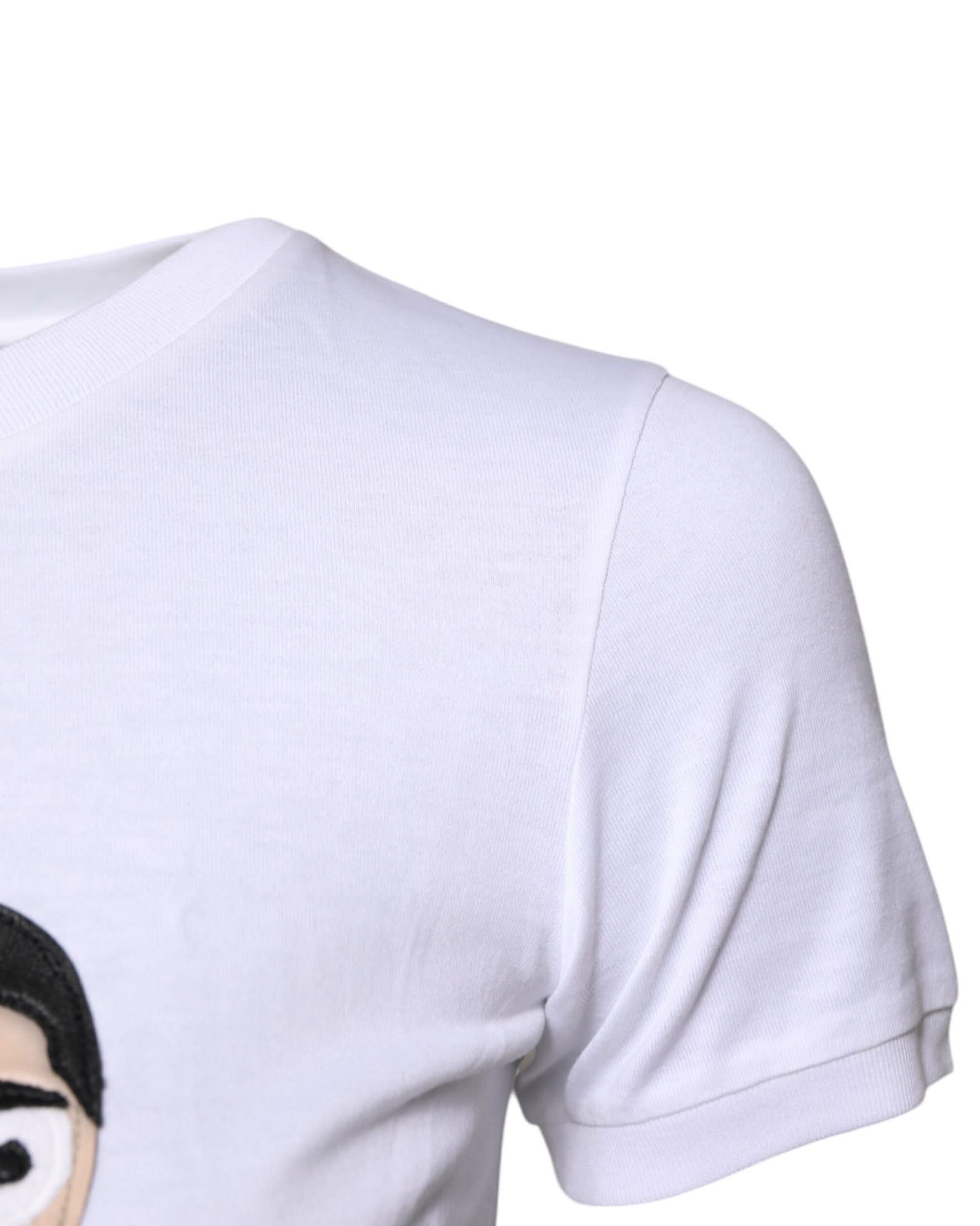 Dolce & Gabbana White Cotton Embroidery T-Shirt T-Shirts
