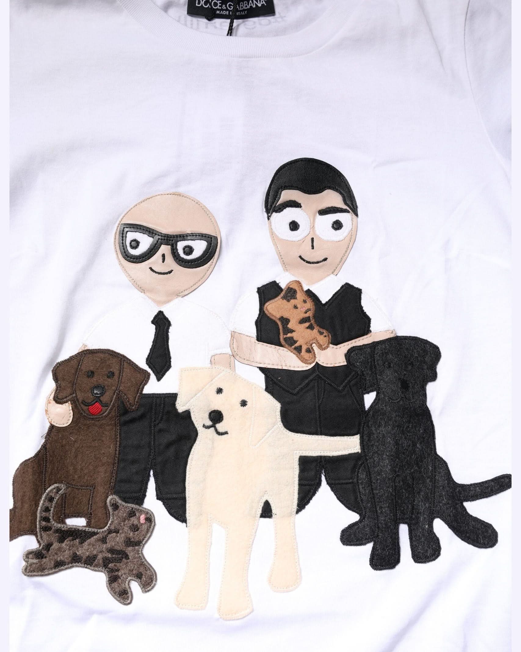 Dolce & Gabbana White Cotton Embroidery T-Shirt T-Shirts