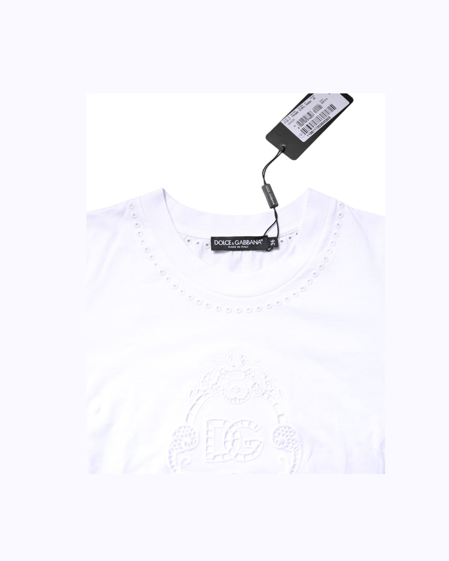 Dolce & Gabbana White Cotton Floral Logo Crew Neck T-shirt Glam Steals