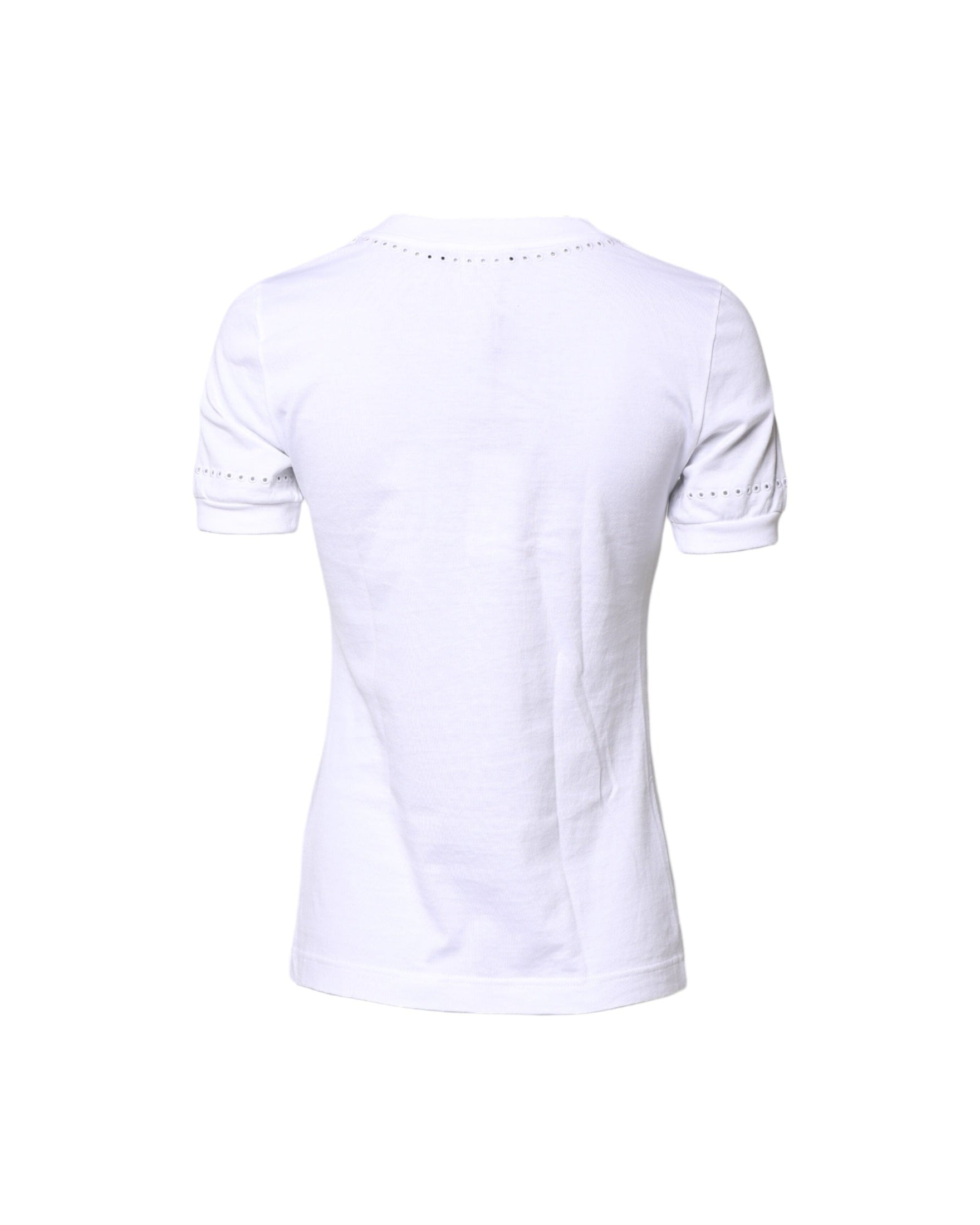 Dolce & Gabbana White Cotton Floral Logo Crew Neck T-shirt Glam Steals