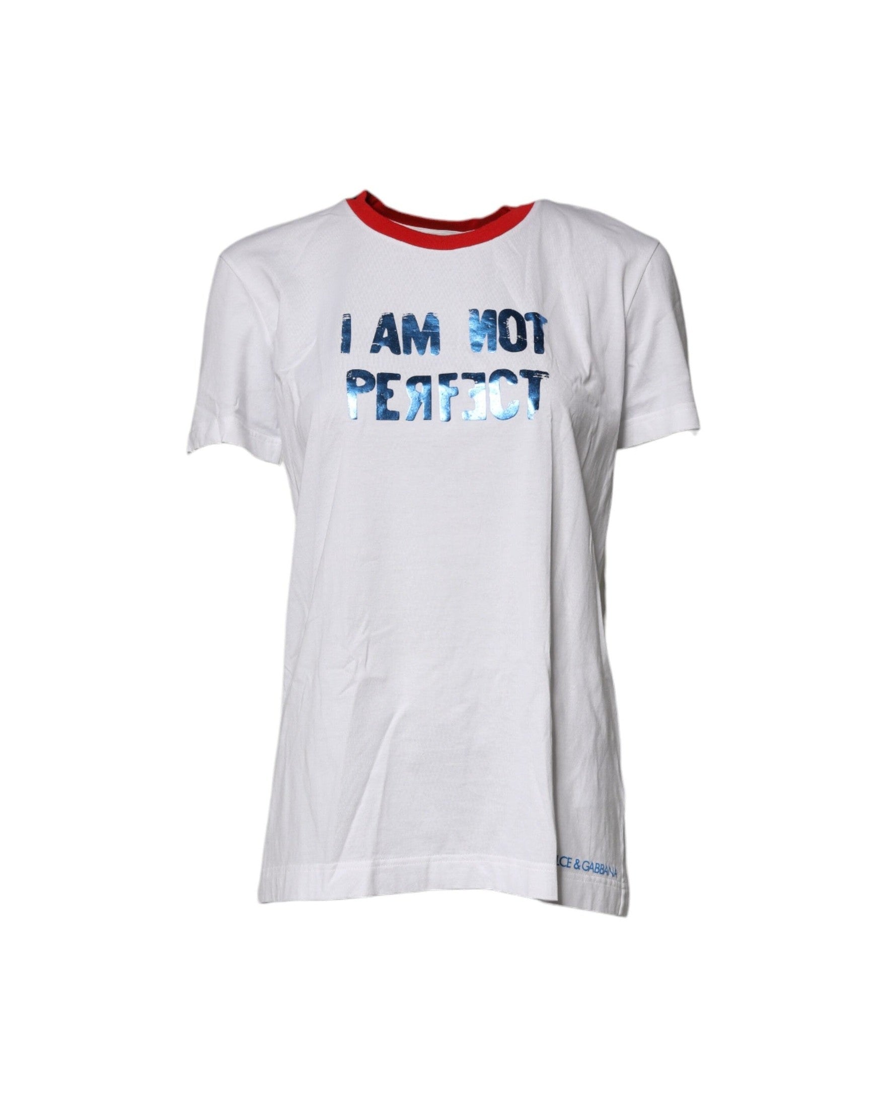Dolce & Gabbana White Cotton Graphic Print Crew Neck T-Shirt T-Shirts