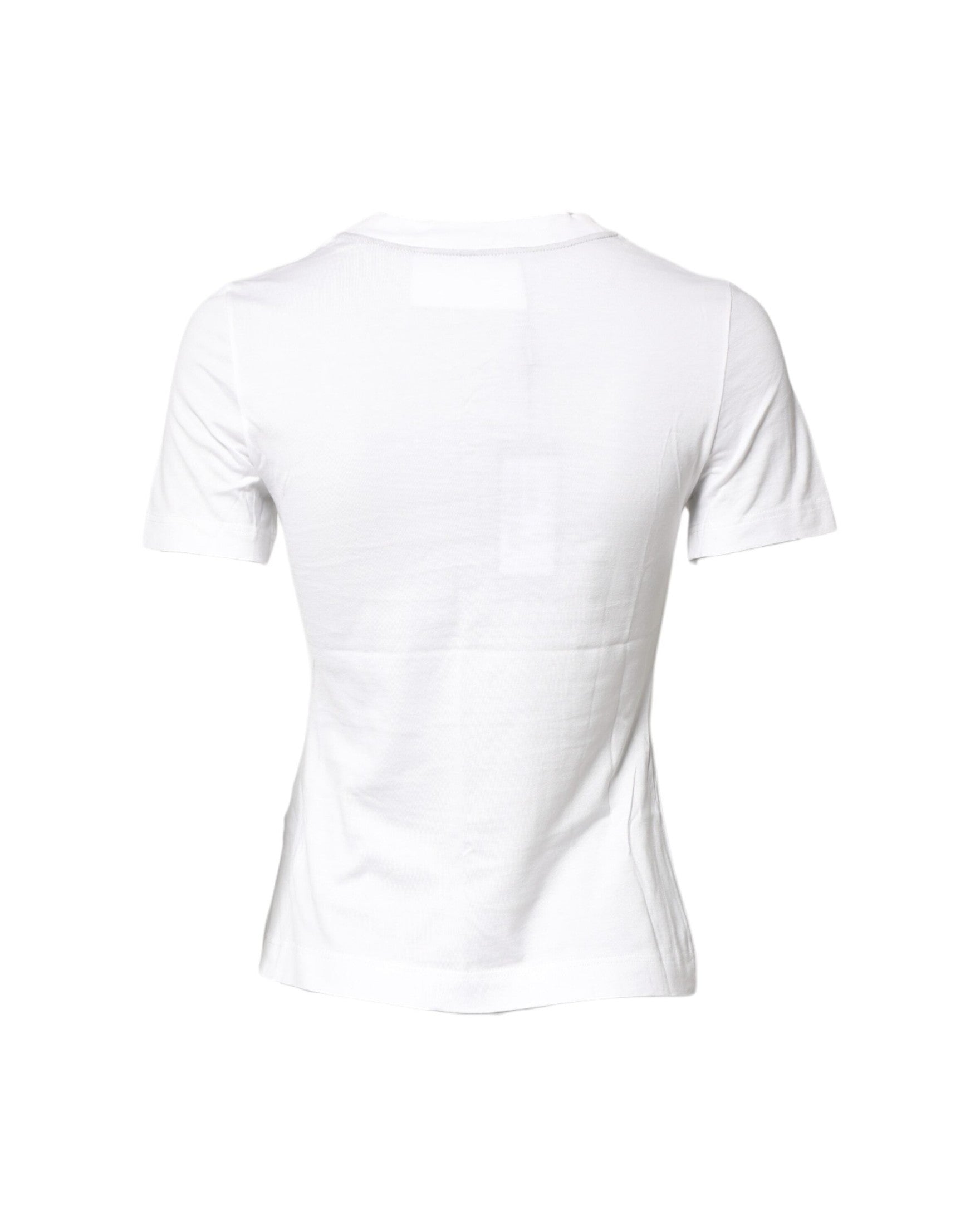 Dolce & Gabbana White Cotton Graphic Print Crew Neck T-shirt Glam Steals