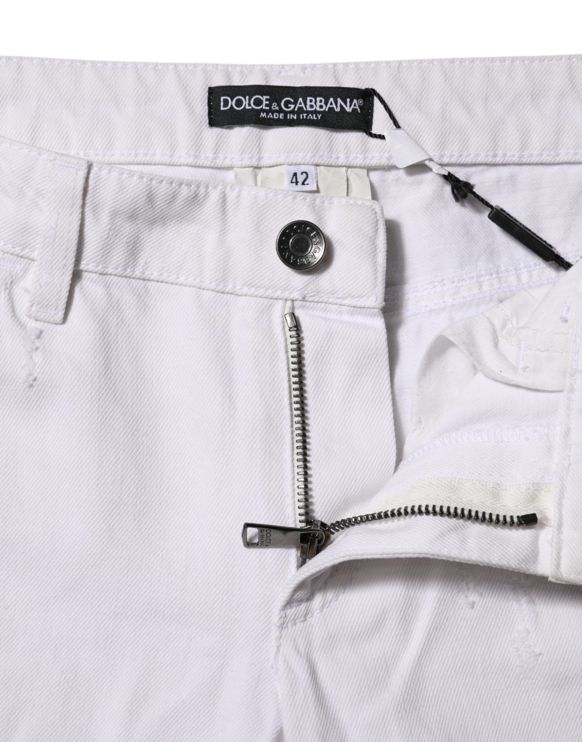 Dolce & Gabbana White Cotton Mid Waisted Women Denim Jeans Glam Steals