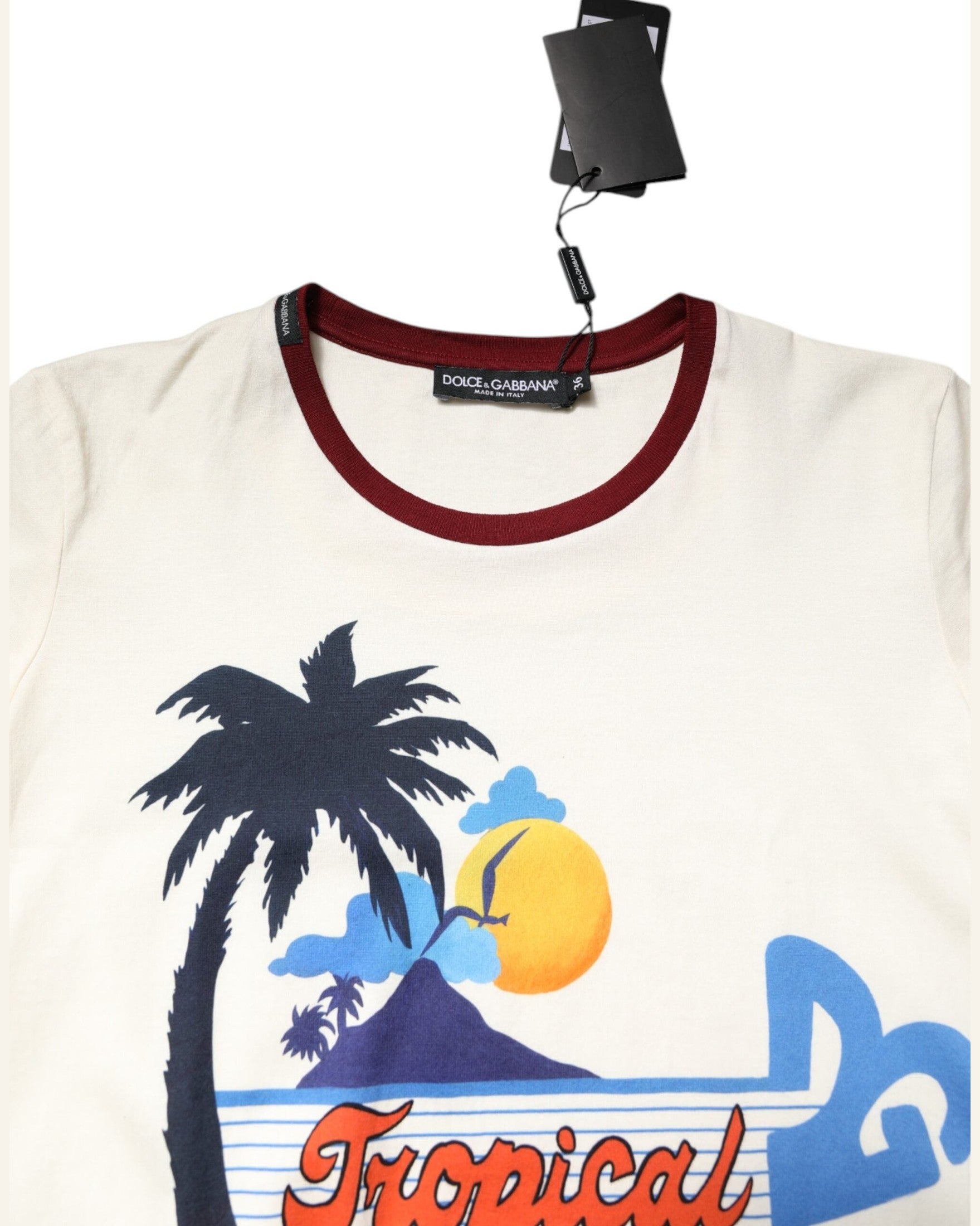 Dolce & Gabbana White Cotton Print Short Sleeves Top T-shirt Glam Steals