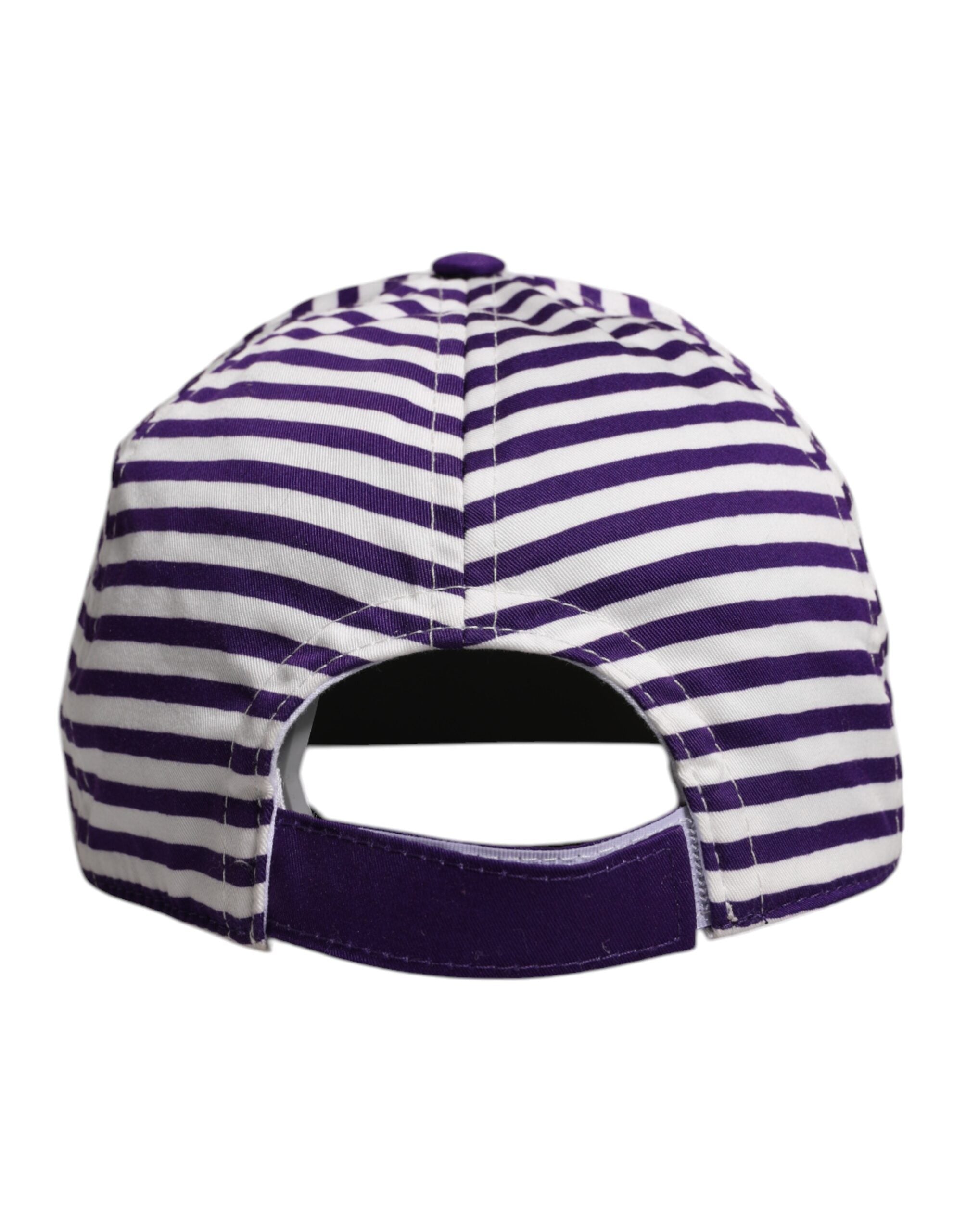 Dolce & Gabbana White Cotton Purple Stripe Women Baseball Cap Glam Steals