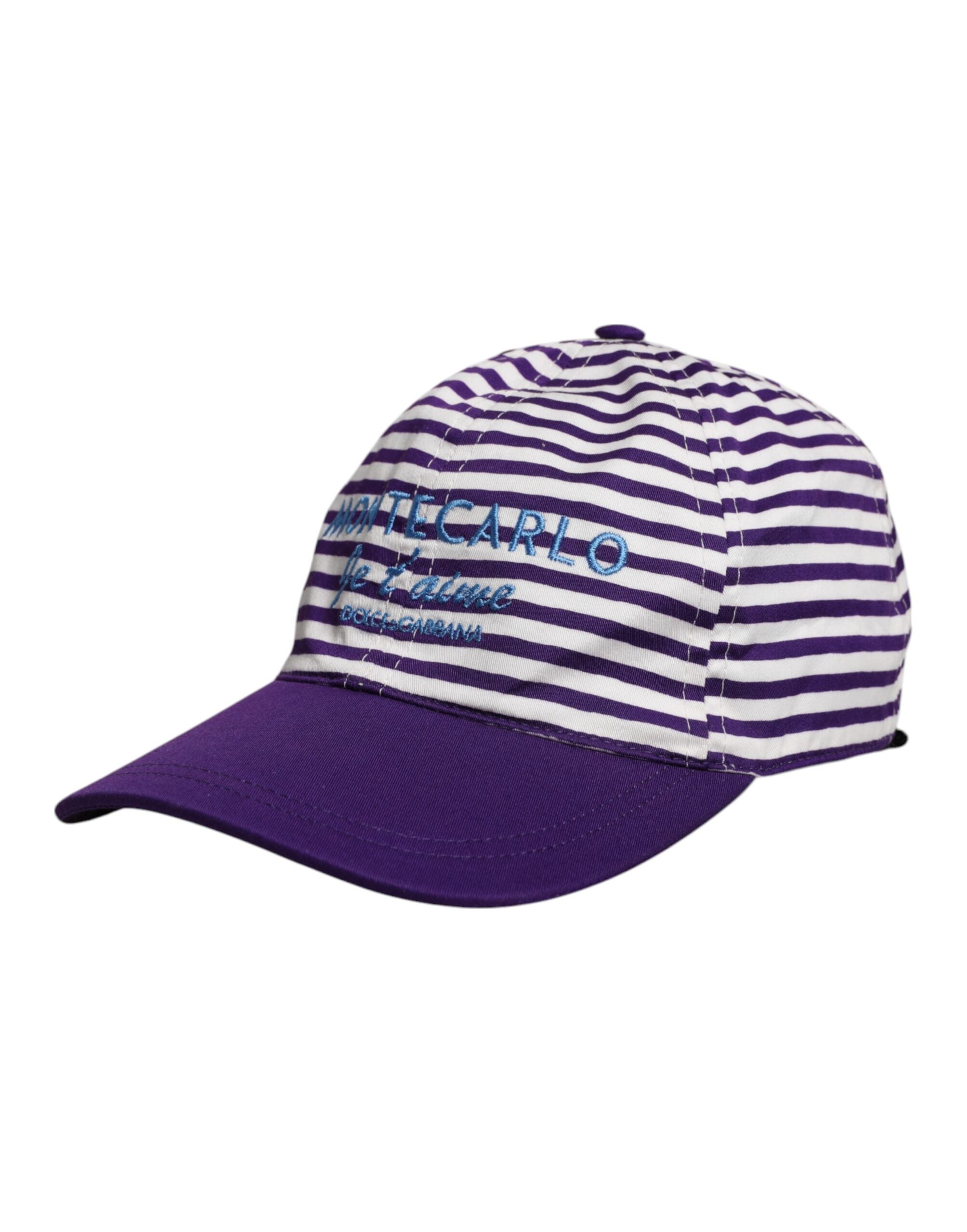 Dolce & Gabbana White Cotton Purple Stripe Women Baseball Cap Glam Steals
