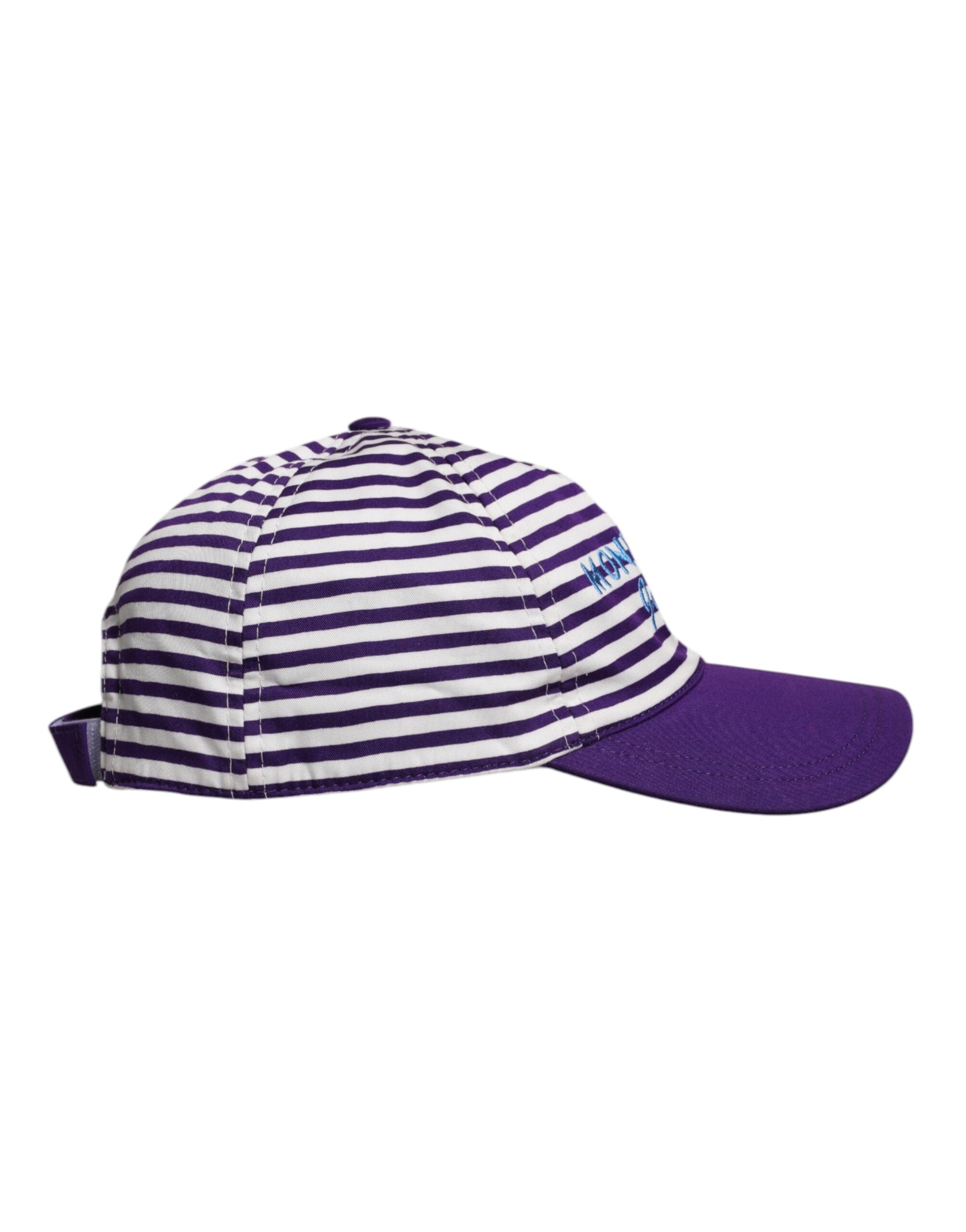 Dolce & Gabbana White Cotton Purple Stripe Women Baseball Cap Glam Steals