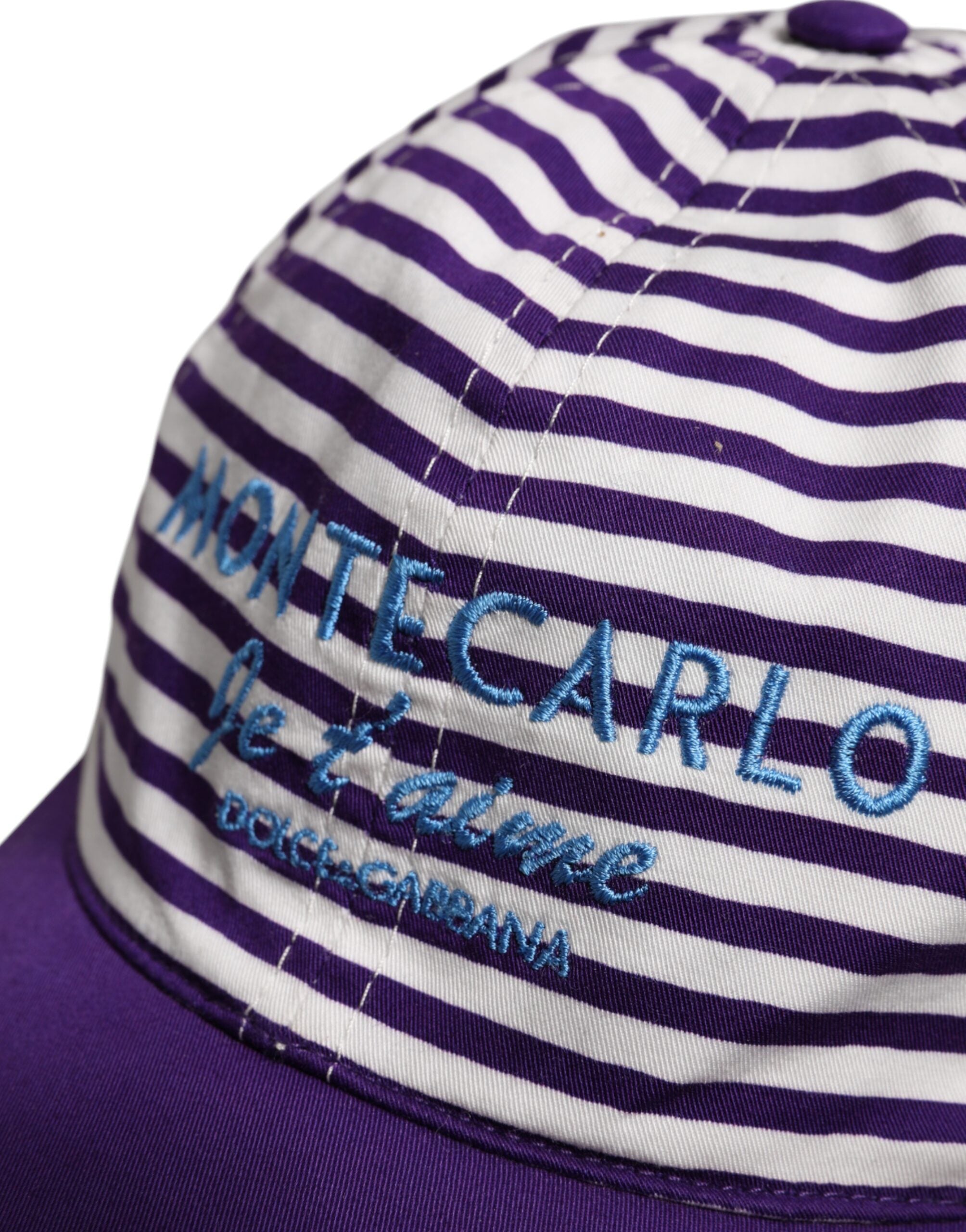 Dolce & Gabbana White Cotton Purple Stripe Women Baseball Cap Glam Steals