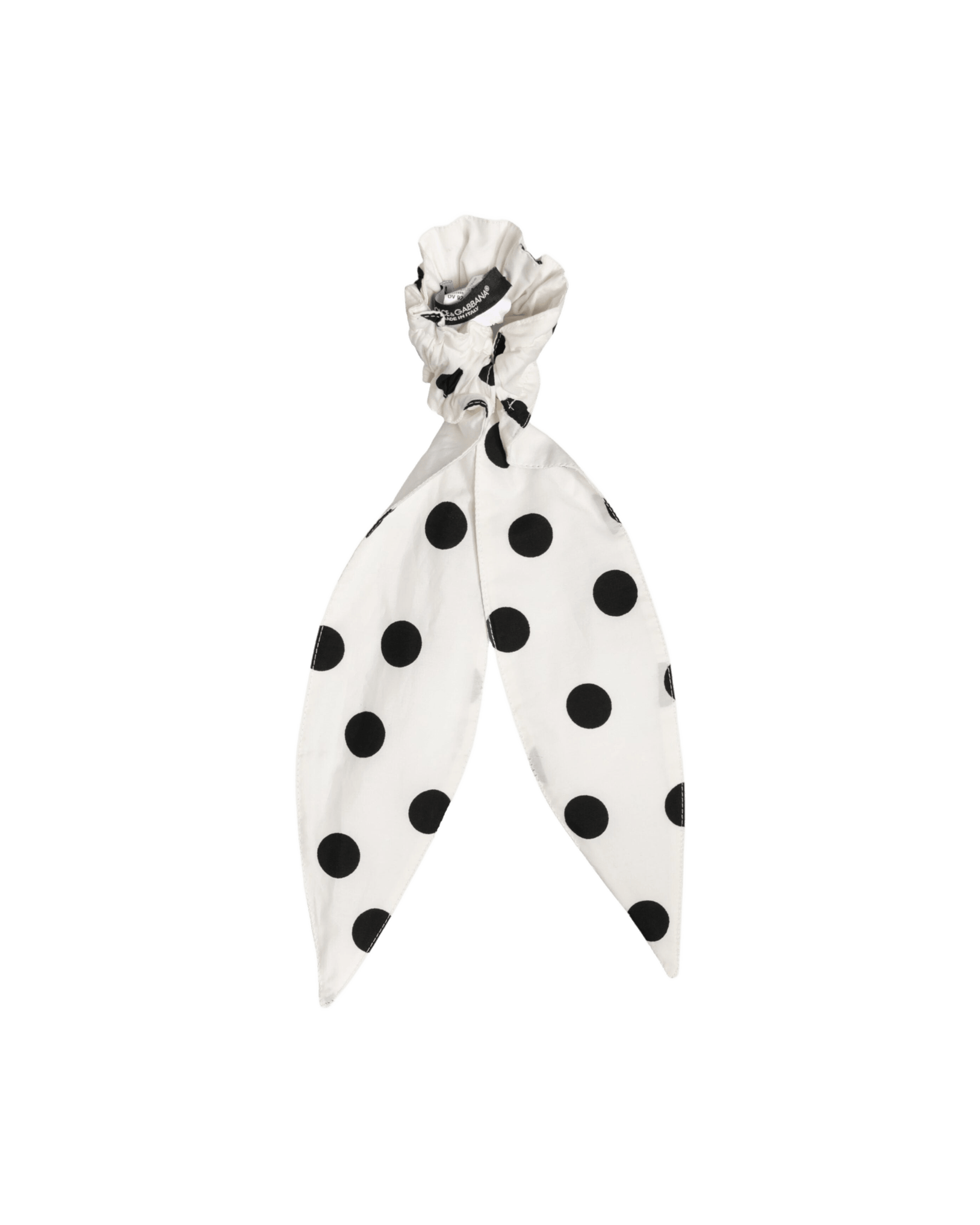Dolce & Gabbana White Cotton Scrunchie Polka Dot Scarf Tie Ponytail Holders