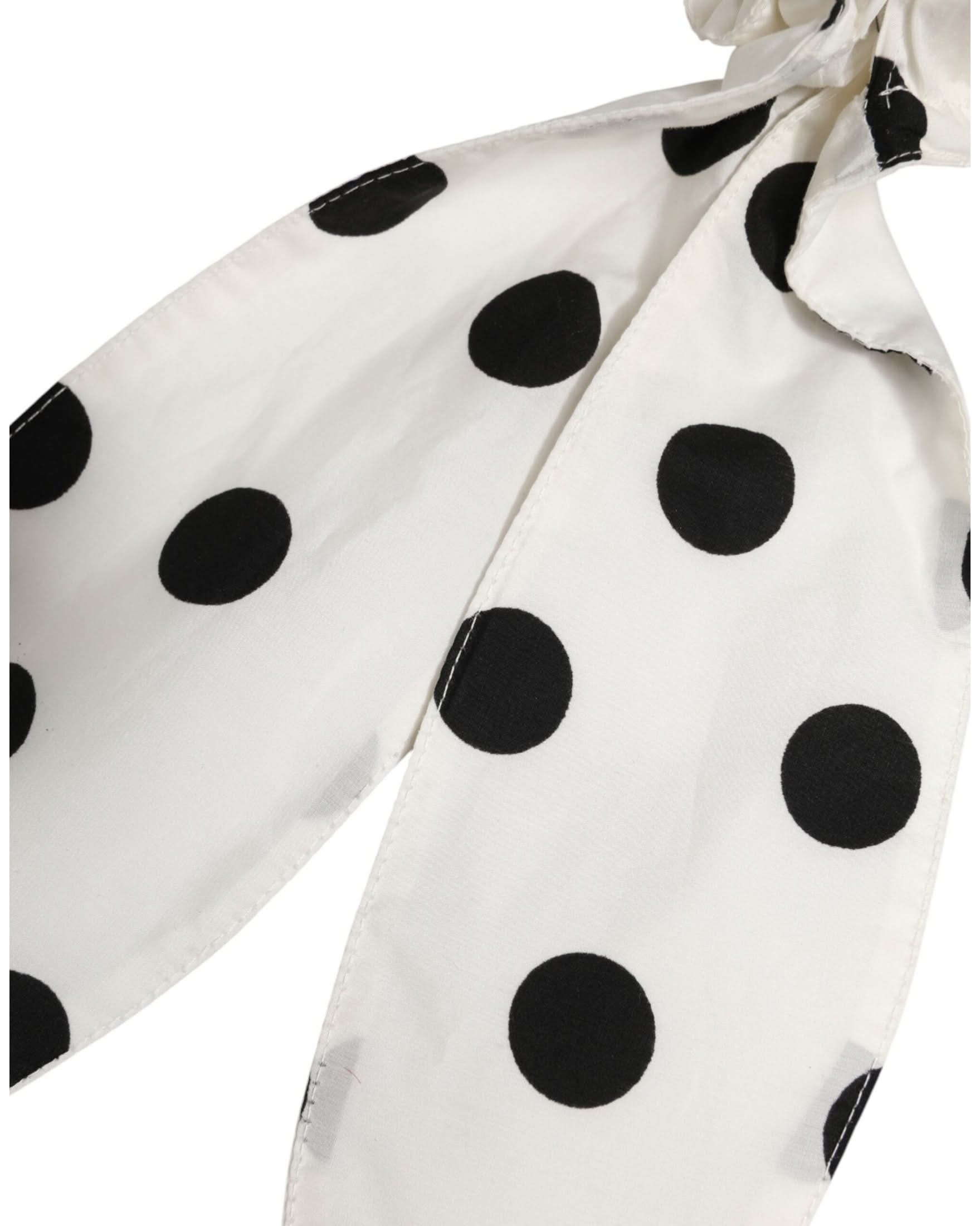 Dolce & Gabbana White Cotton Scrunchie Polka Dot Scarf Tie Ponytail Holders