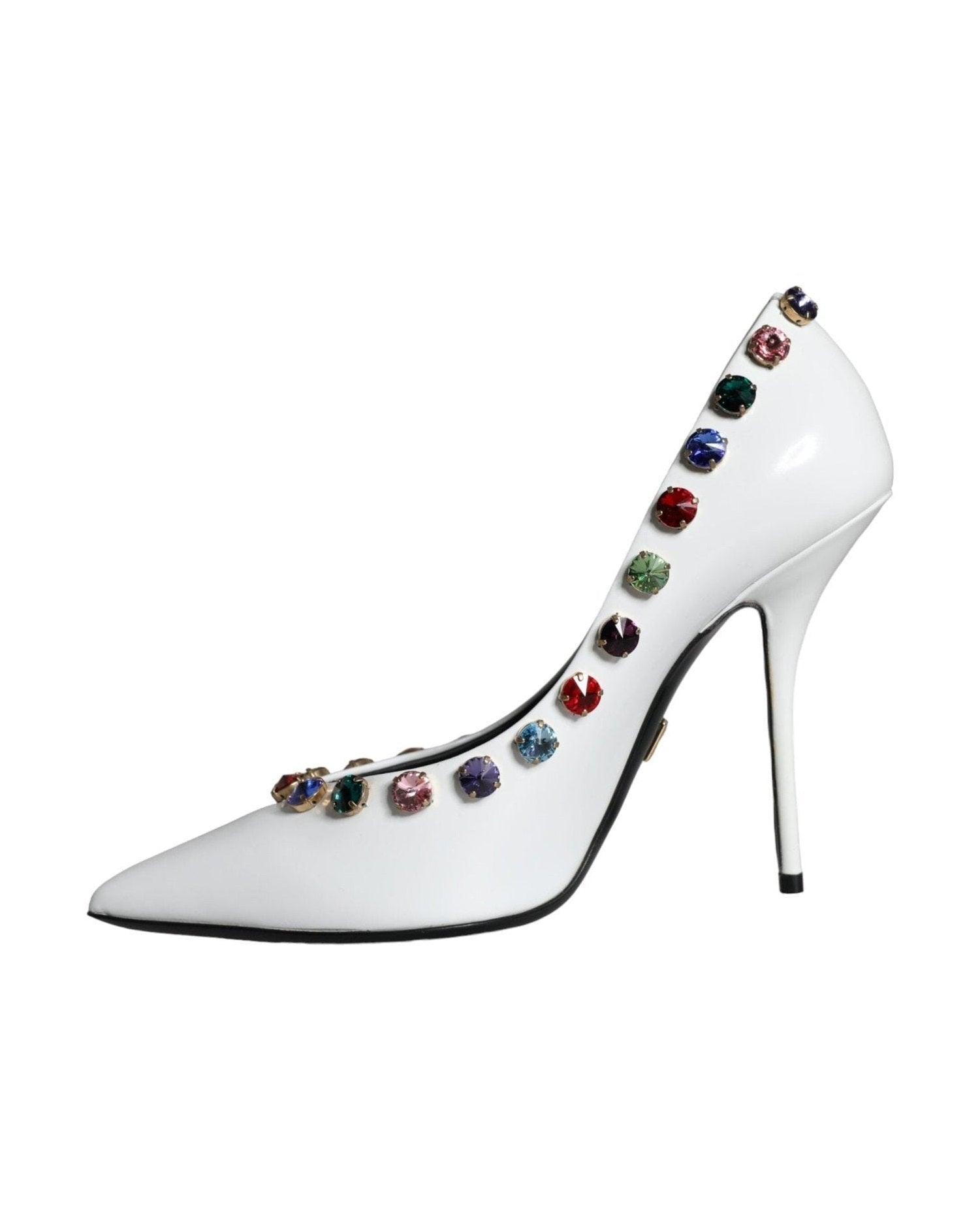 Dolce & Gabbana White Crystal Leather High Heels Pumps Shoes Heels