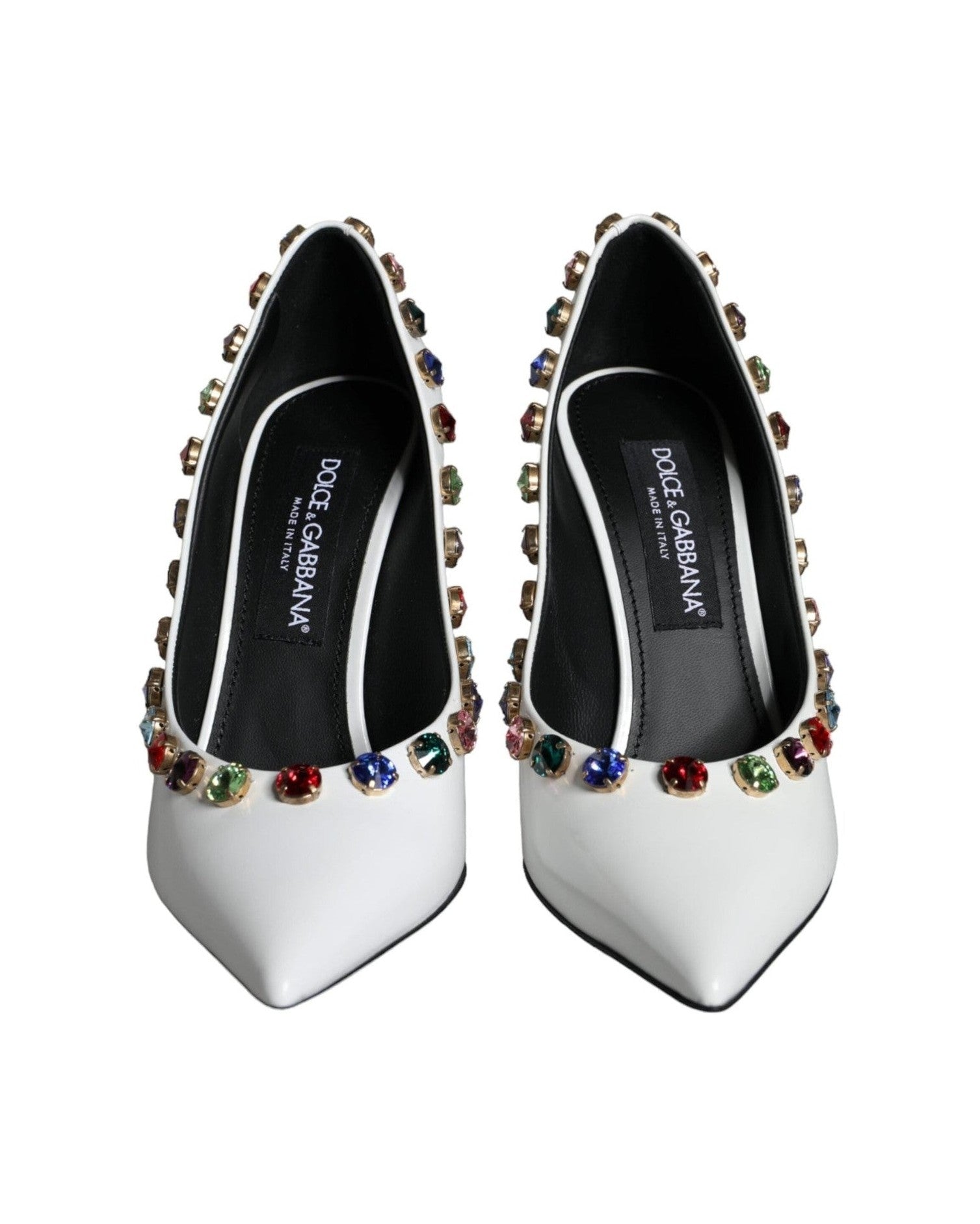 Dolce & Gabbana White Crystal Leather High Heels Pumps Shoes Heels