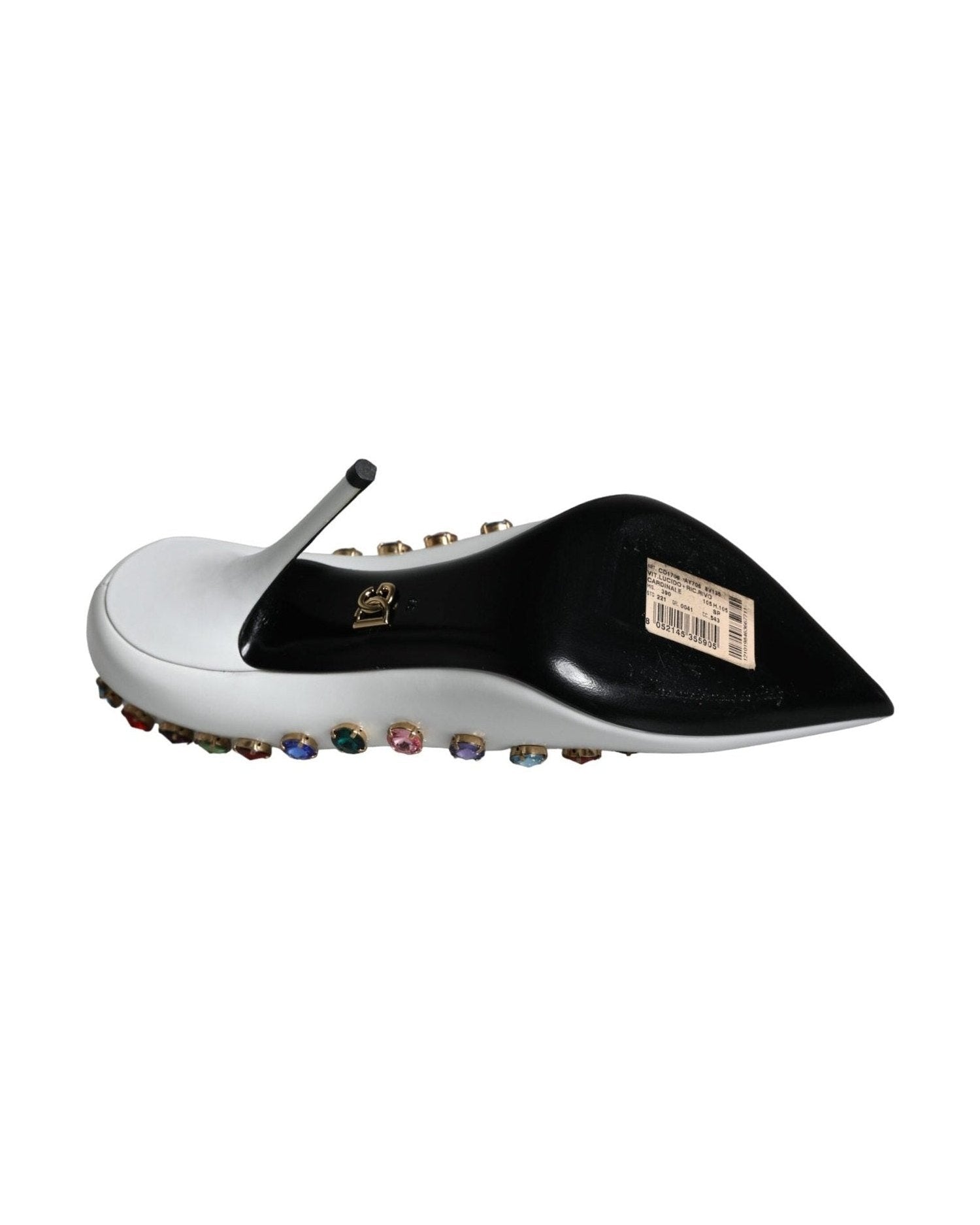 Dolce & Gabbana White Crystal Leather High Heels Pumps Shoes Heels