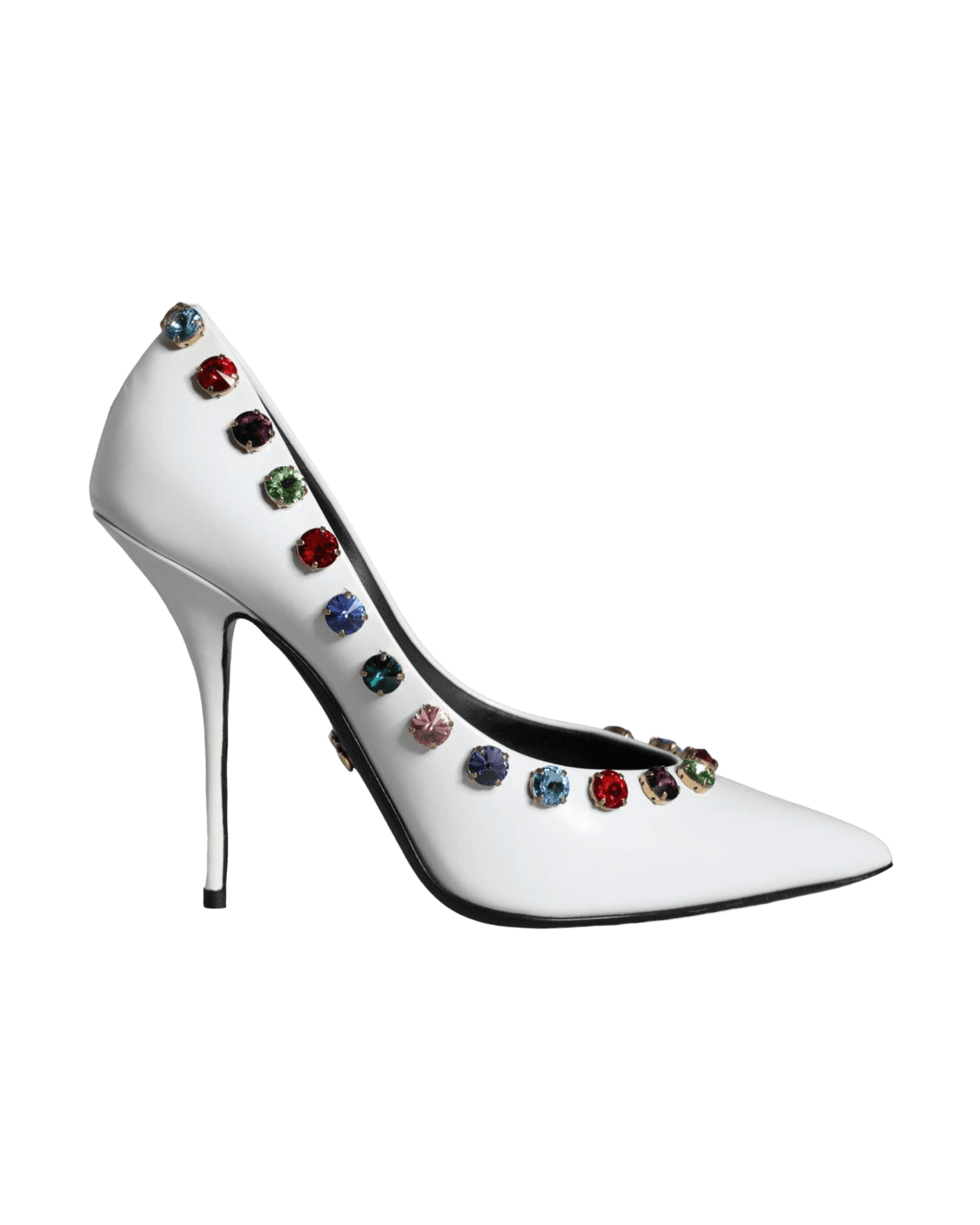 Dolce & Gabbana White Crystal Leather High Heels Pumps Shoes Heels