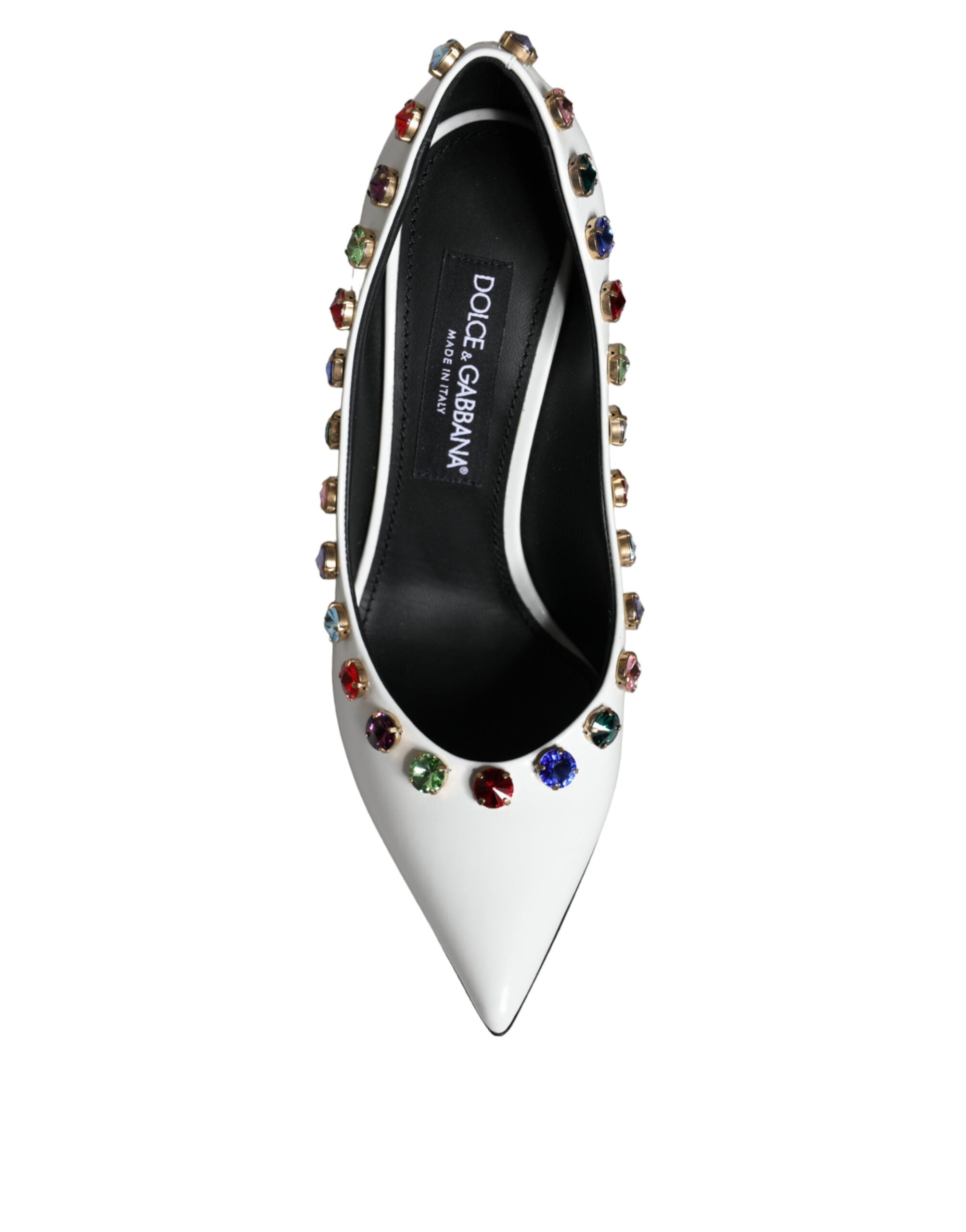 Dolce & Gabbana White Crystal Leather High Heels Pumps Shoes Glam Steals