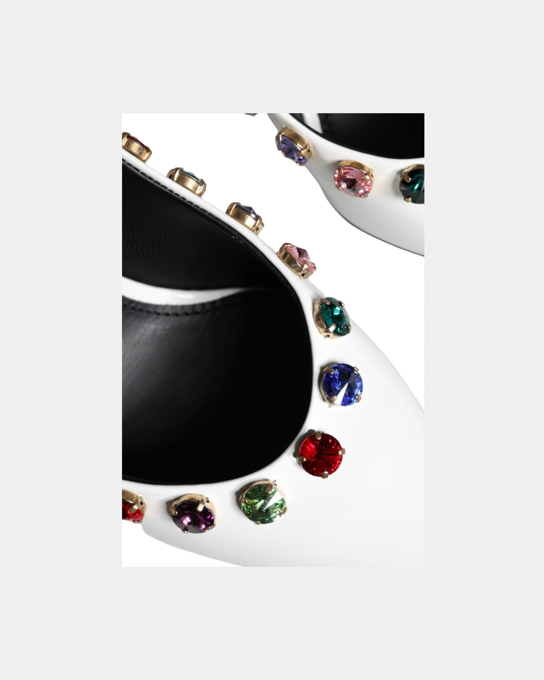 Dolce & Gabbana White Crystal Leather High Heels Pumps Shoes Glam Steals