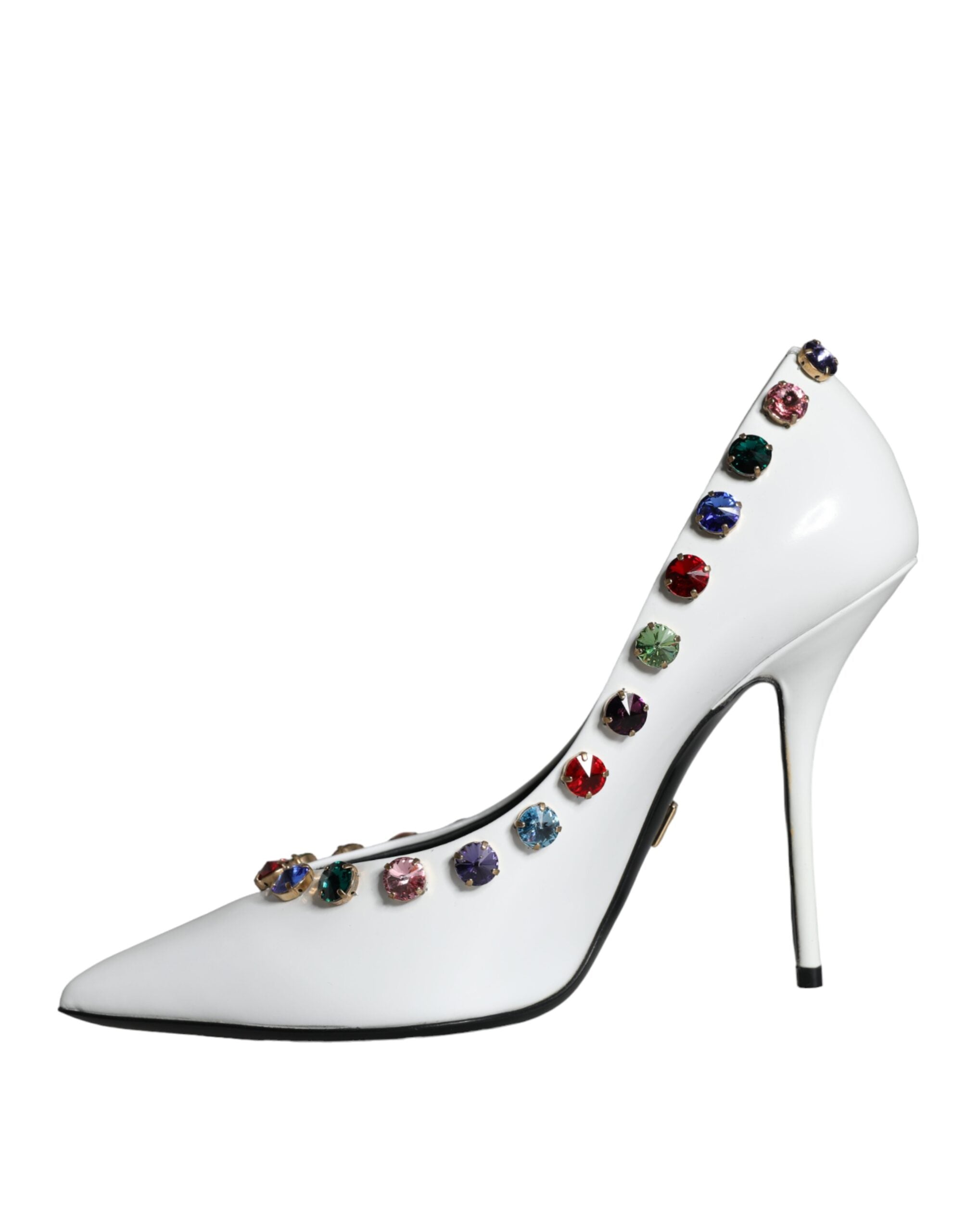 Dolce & Gabbana White Crystal Leather High Heels Pumps Shoes Glam Steals
