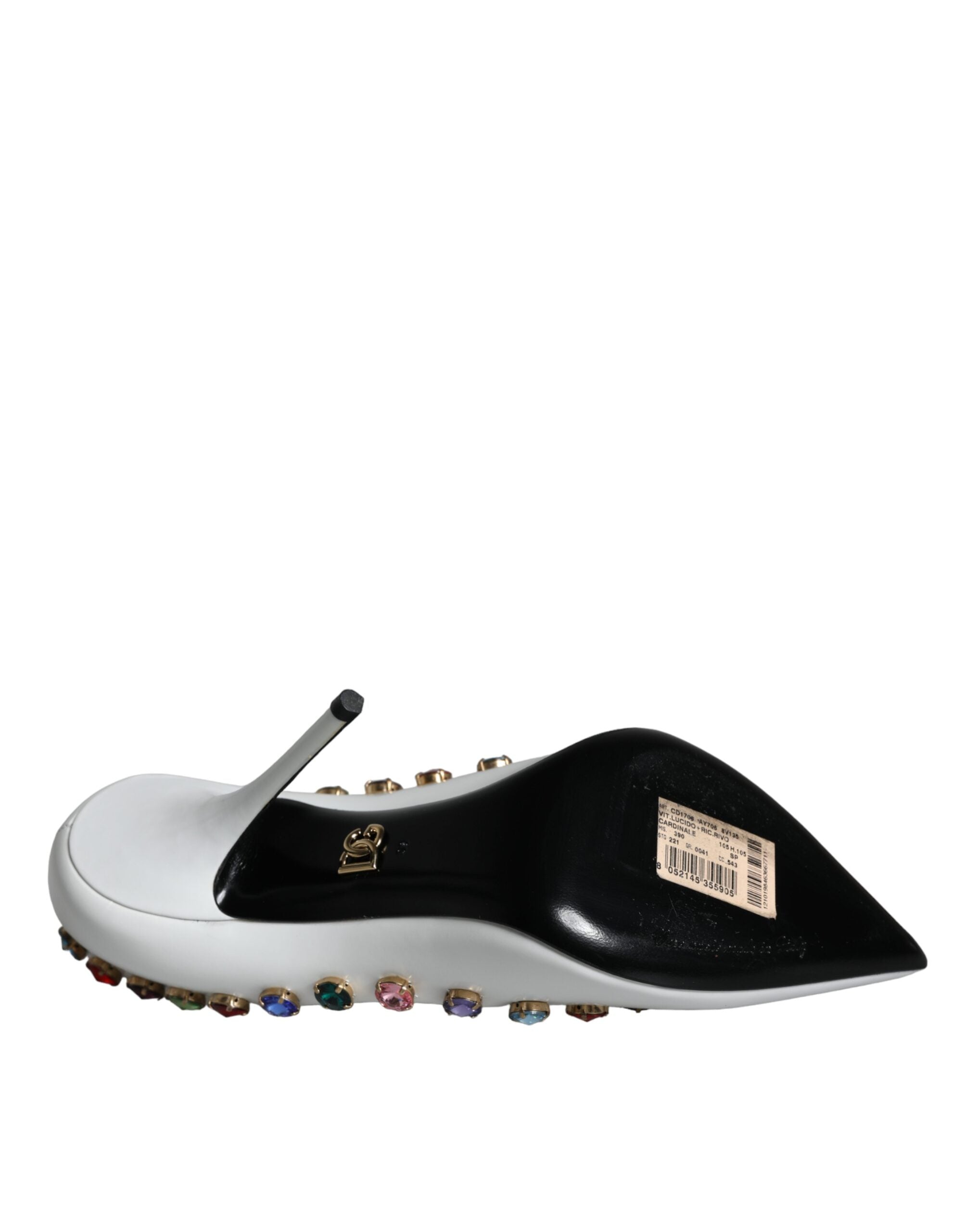 Dolce & Gabbana White Crystal Leather High Heels Pumps Shoes Glam Steals