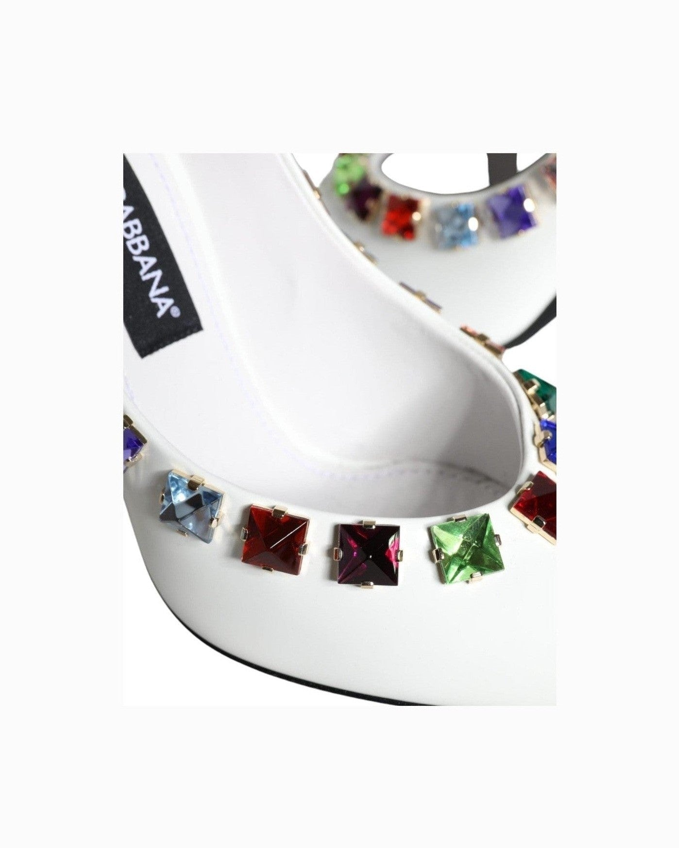 Dolce & Gabbana White Crystals Leather High Heels Pumps Shoes Glam Steals